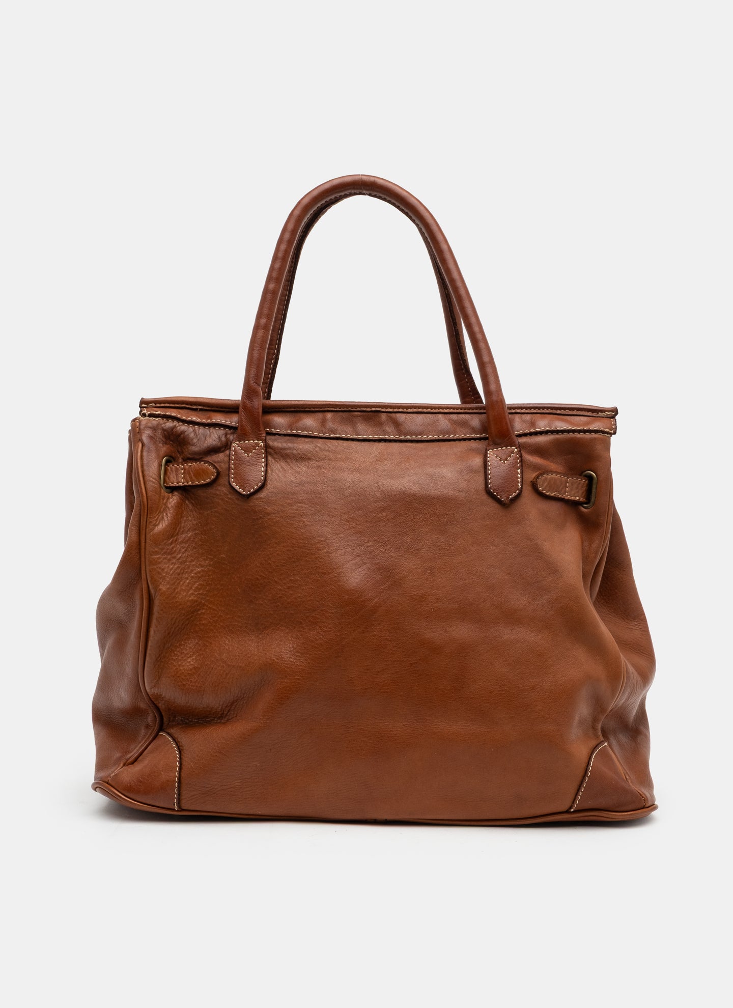 Patched Slouchy Calf Leather Shoulder Bag