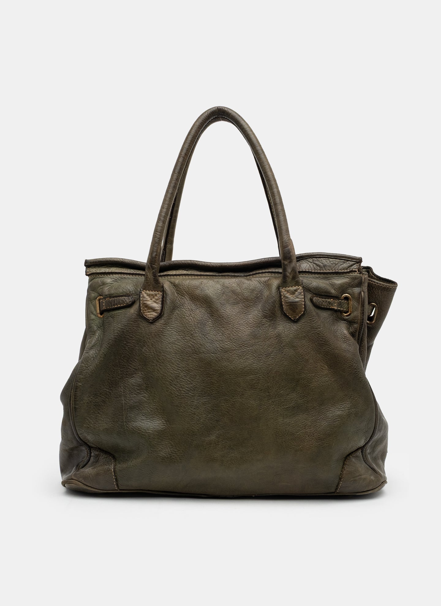 Patched Slouchy Calf Leather Shoulder Bag