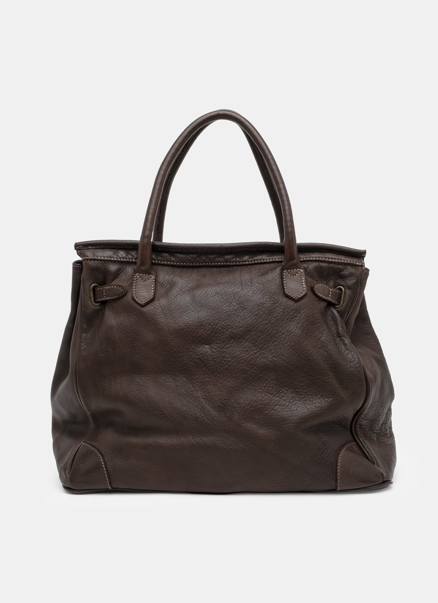 Patched Slouchy Calf Leather Shoulder Bag