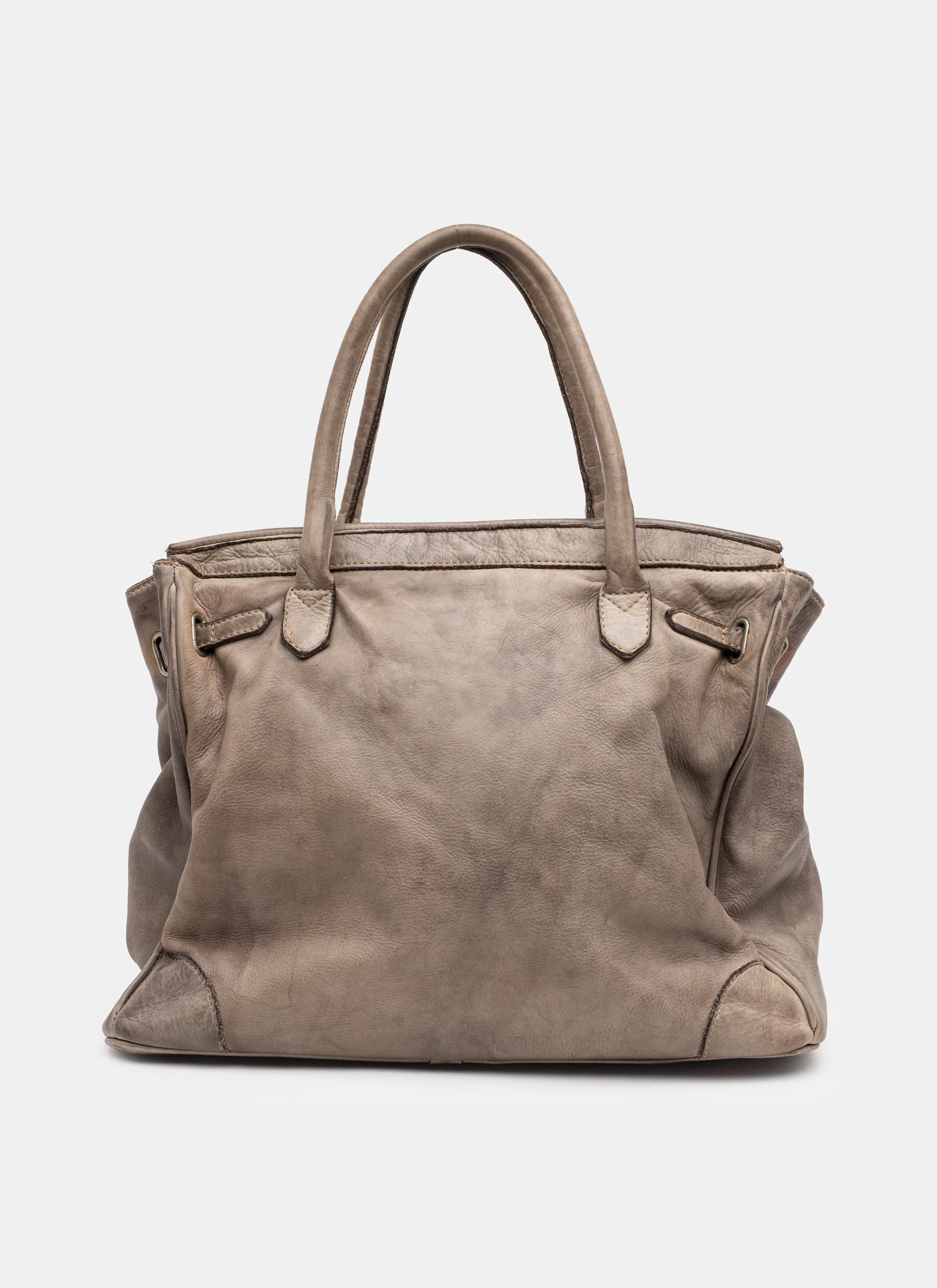 Patched Slouchy Calf Leather Shoulder Bag