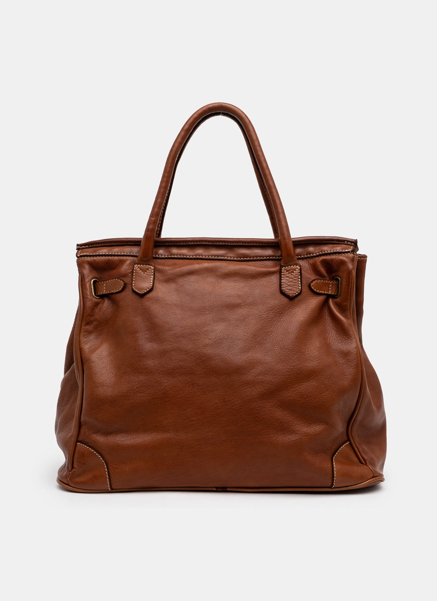 Patched Slouchy Calf Leather Shoulder Bag