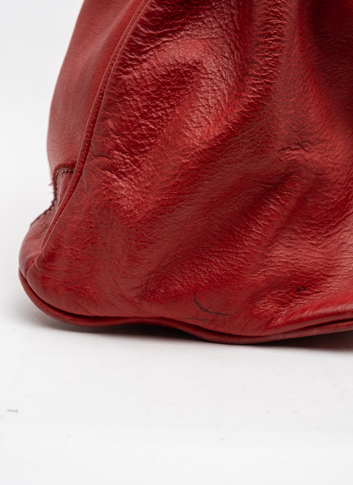 Patched Slouchy Calf Leather Shoulder Bag