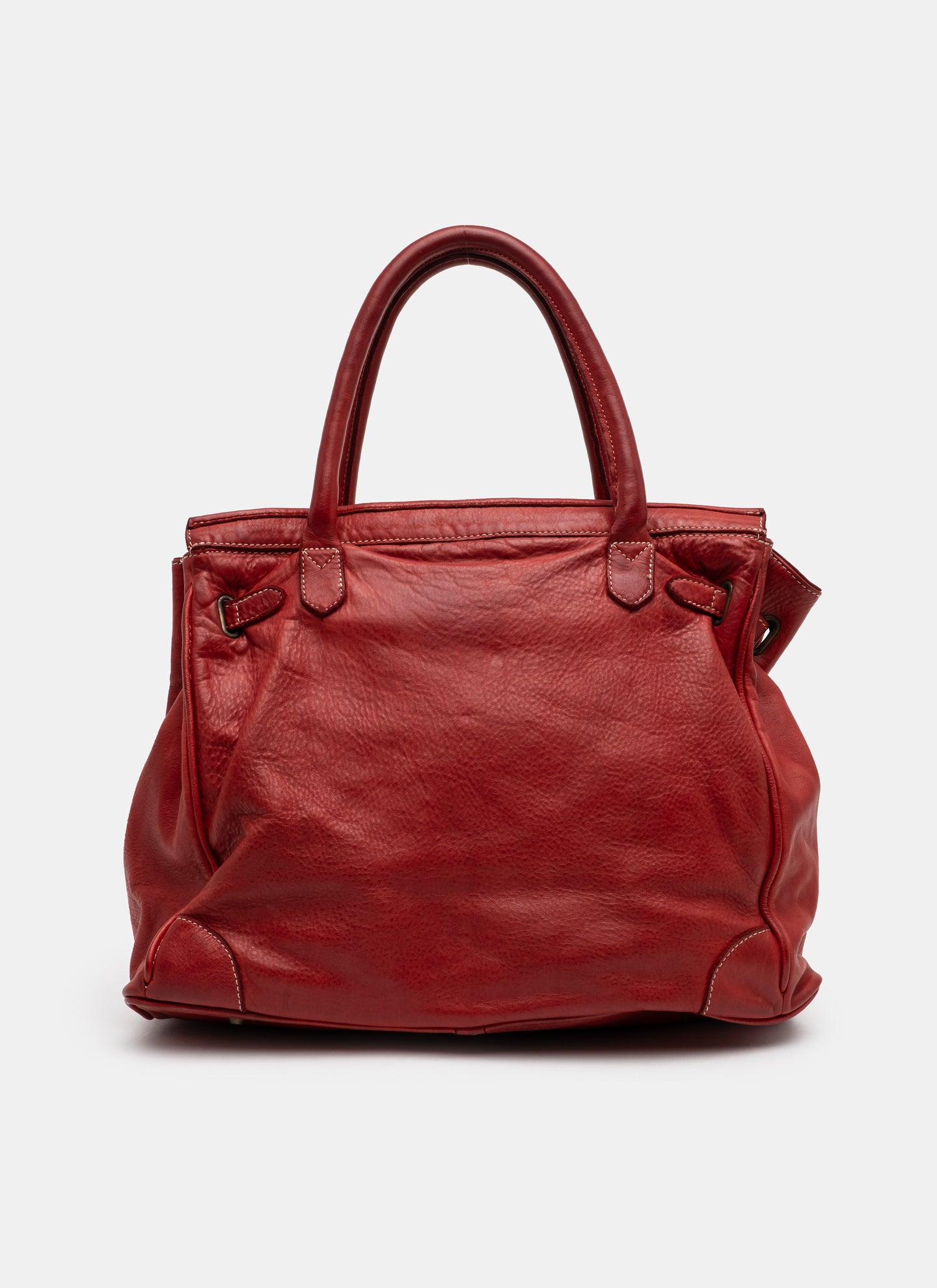 Patched Slouchy Calf Leather Shoulder Bag