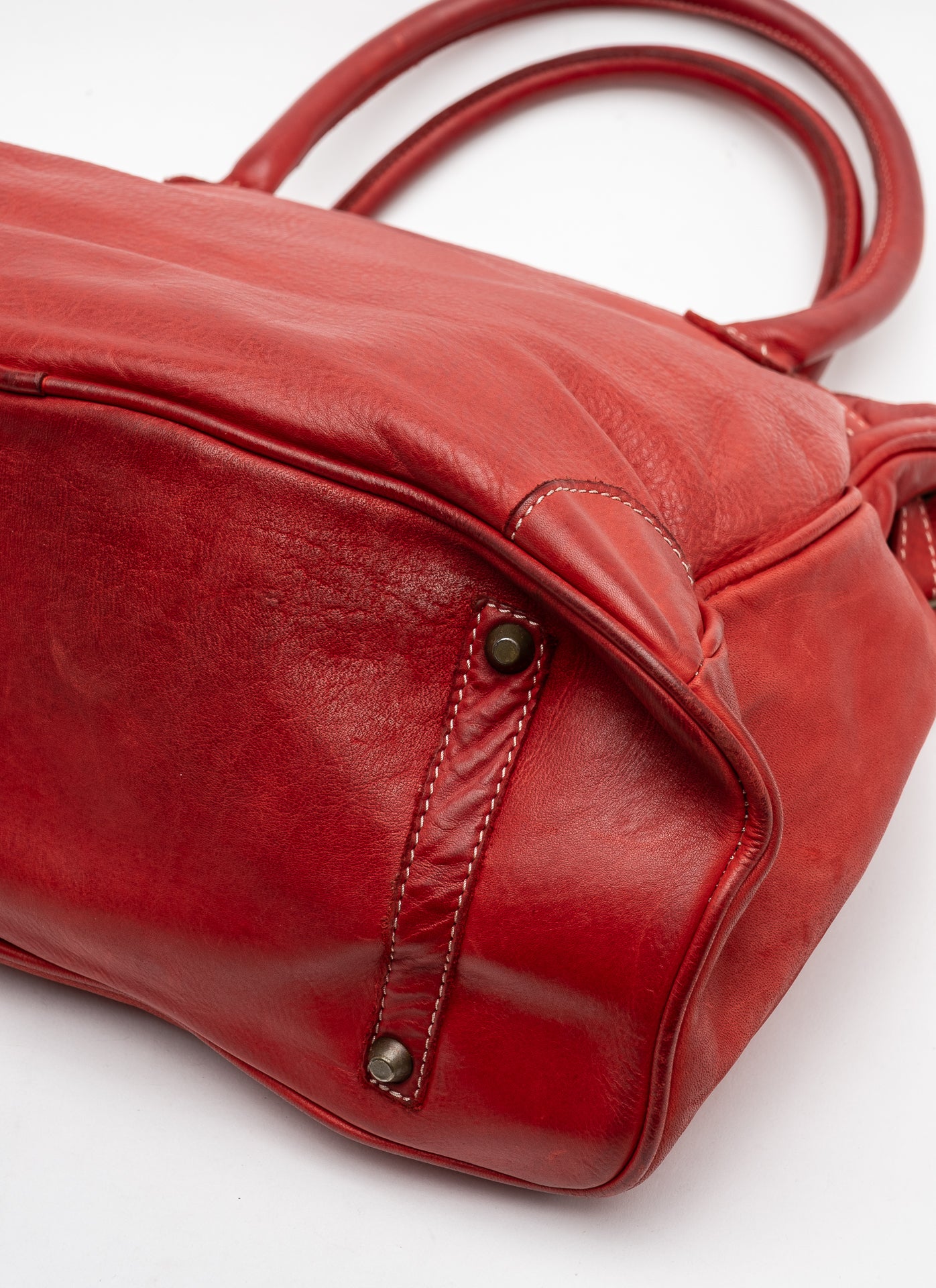 Patched Slouchy Calf Leather Shoulder Bag