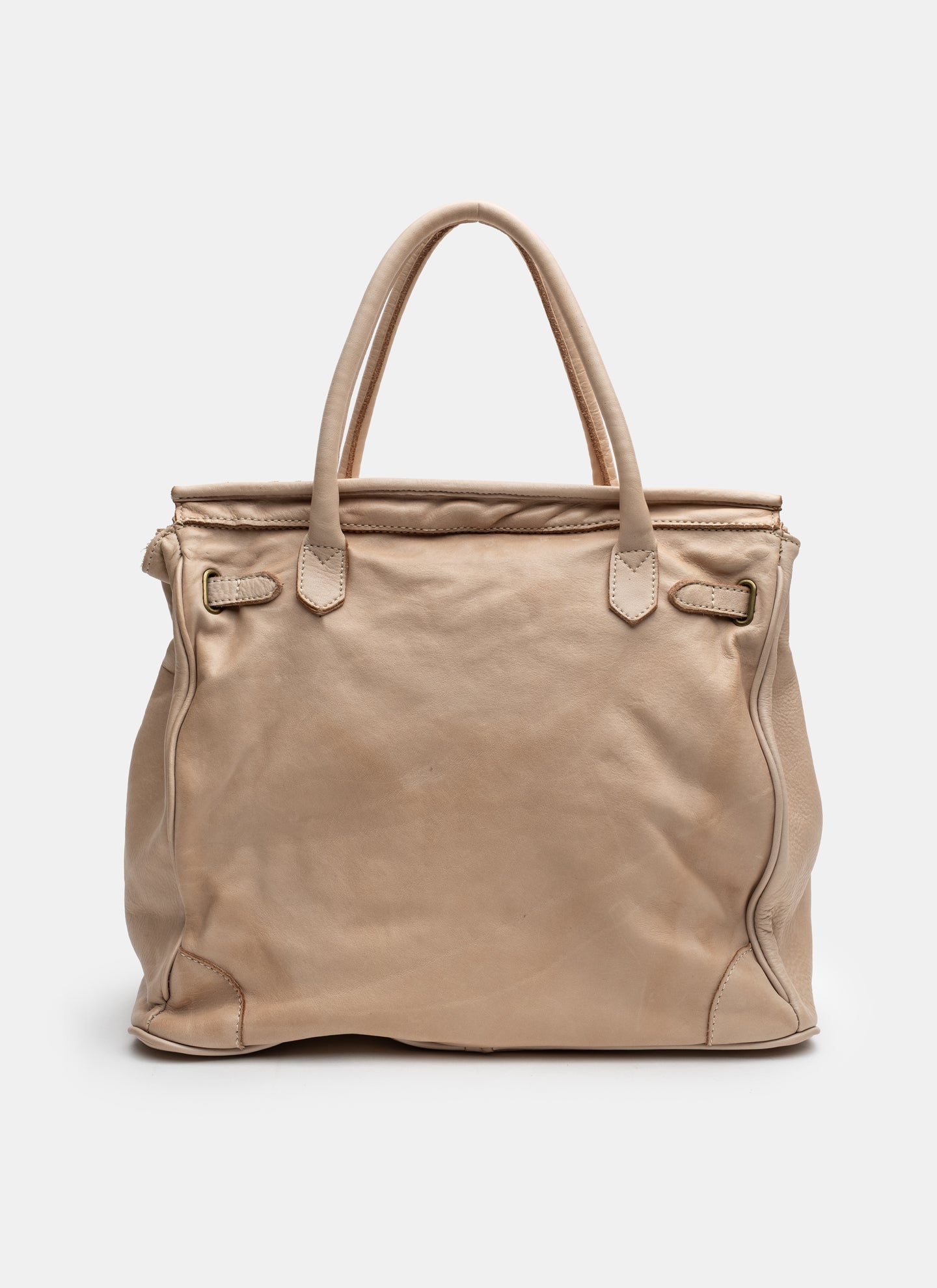 Patched Slouchy Calf Leather Shoulder Bag
