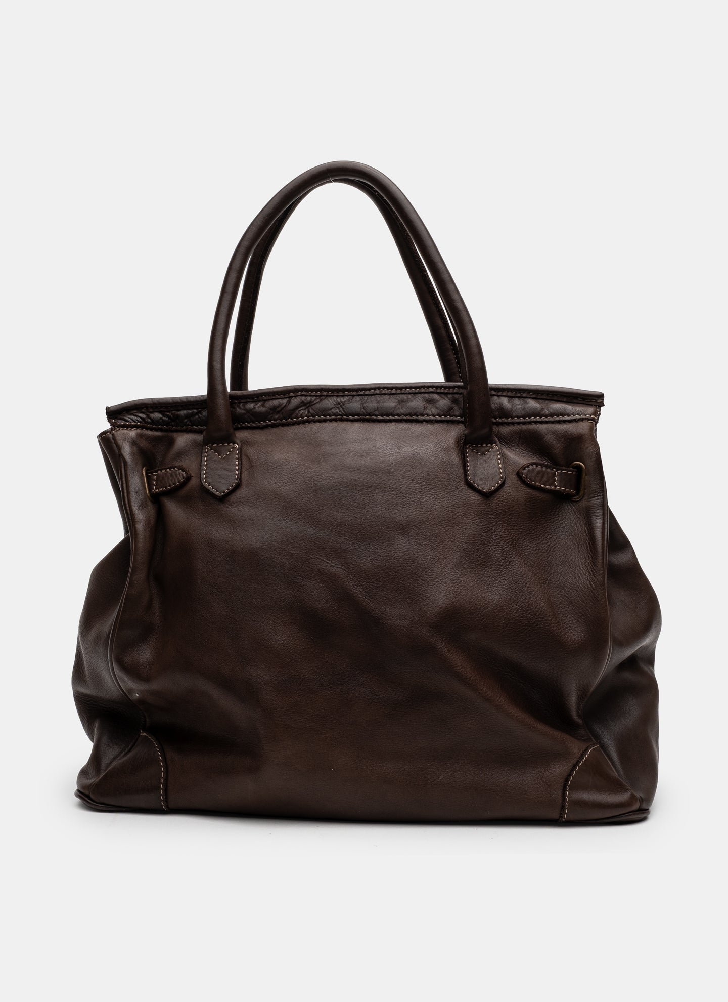 Patched Slouchy Calf Leather Shoulder Bag
