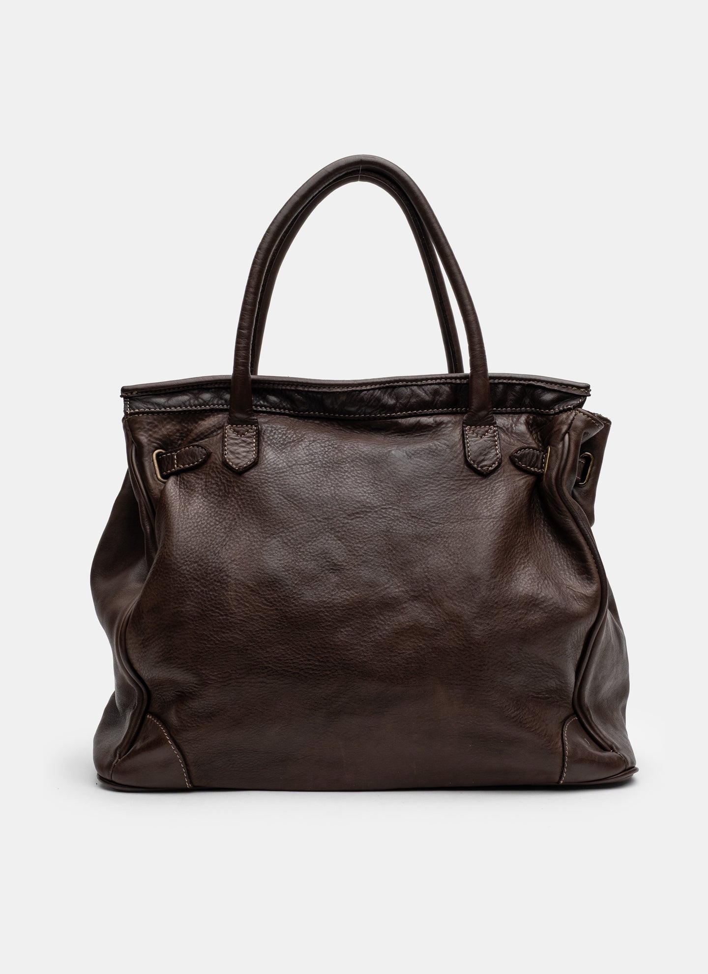 Patched Slouchy Calf Leather Shoulder Bag