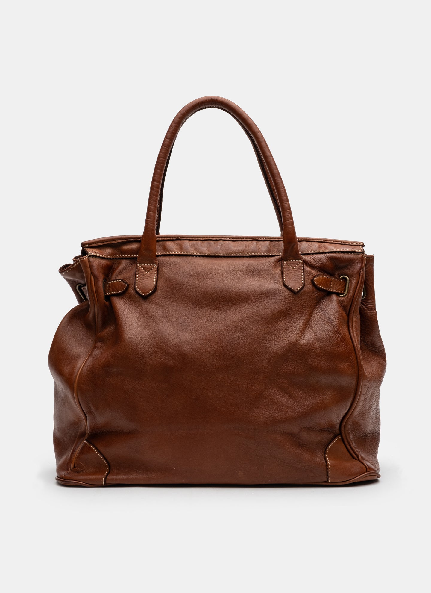 Patched Slouchy Calf Leather Shoulder Bag