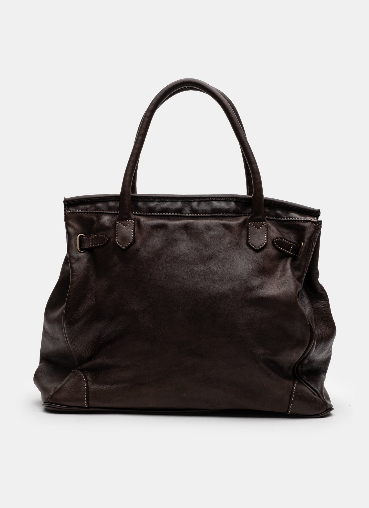 Patched Slouchy Calf Leather Shoulder Bag