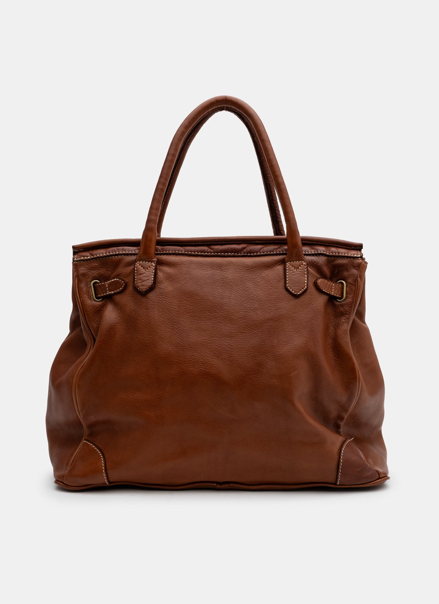 Patched Slouchy Calf Leather Shoulder Bag