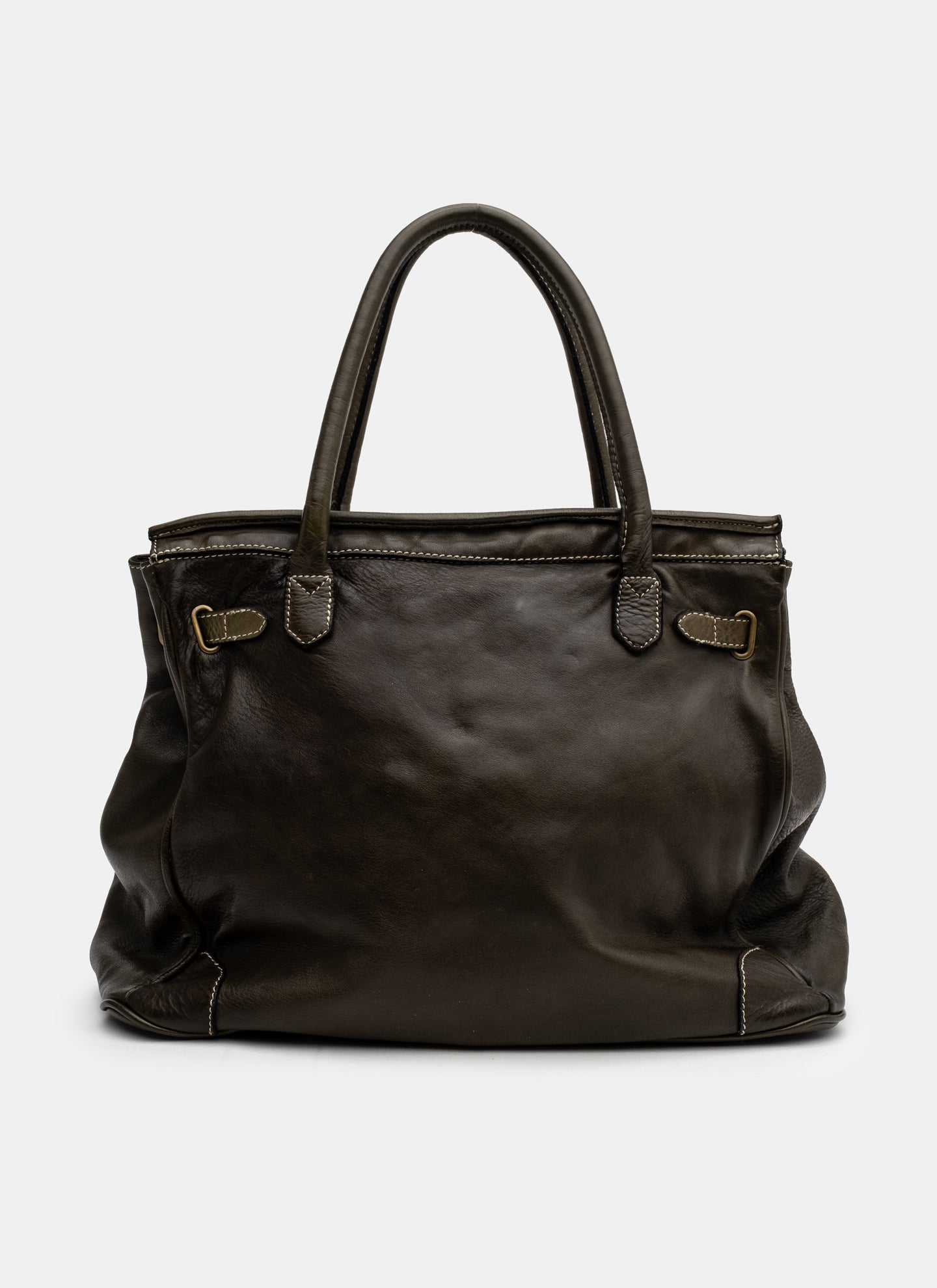 Patched Slouchy Calf Leather Shoulder Bag