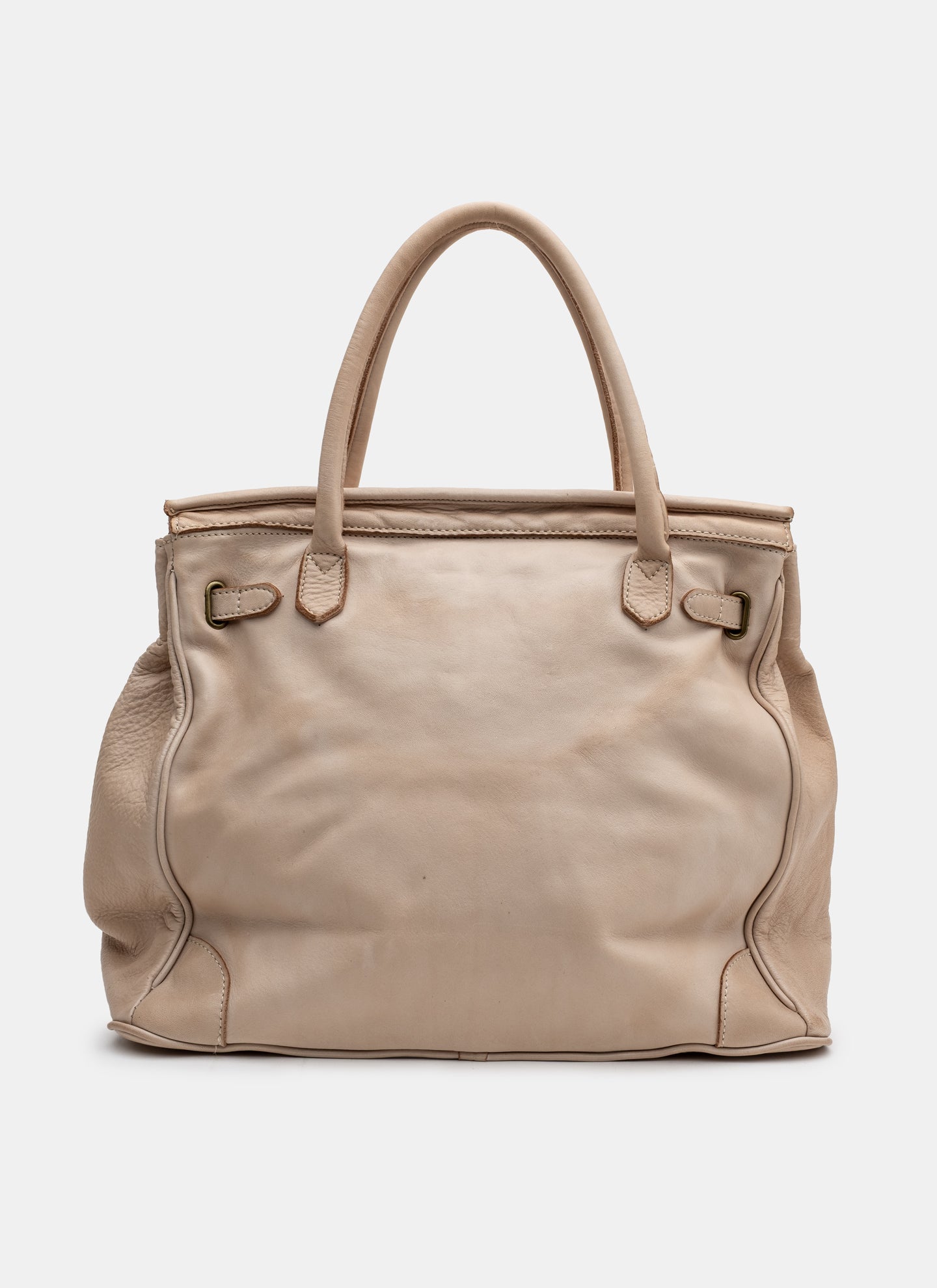 Patched Slouchy Calf Leather Shoulder Bag