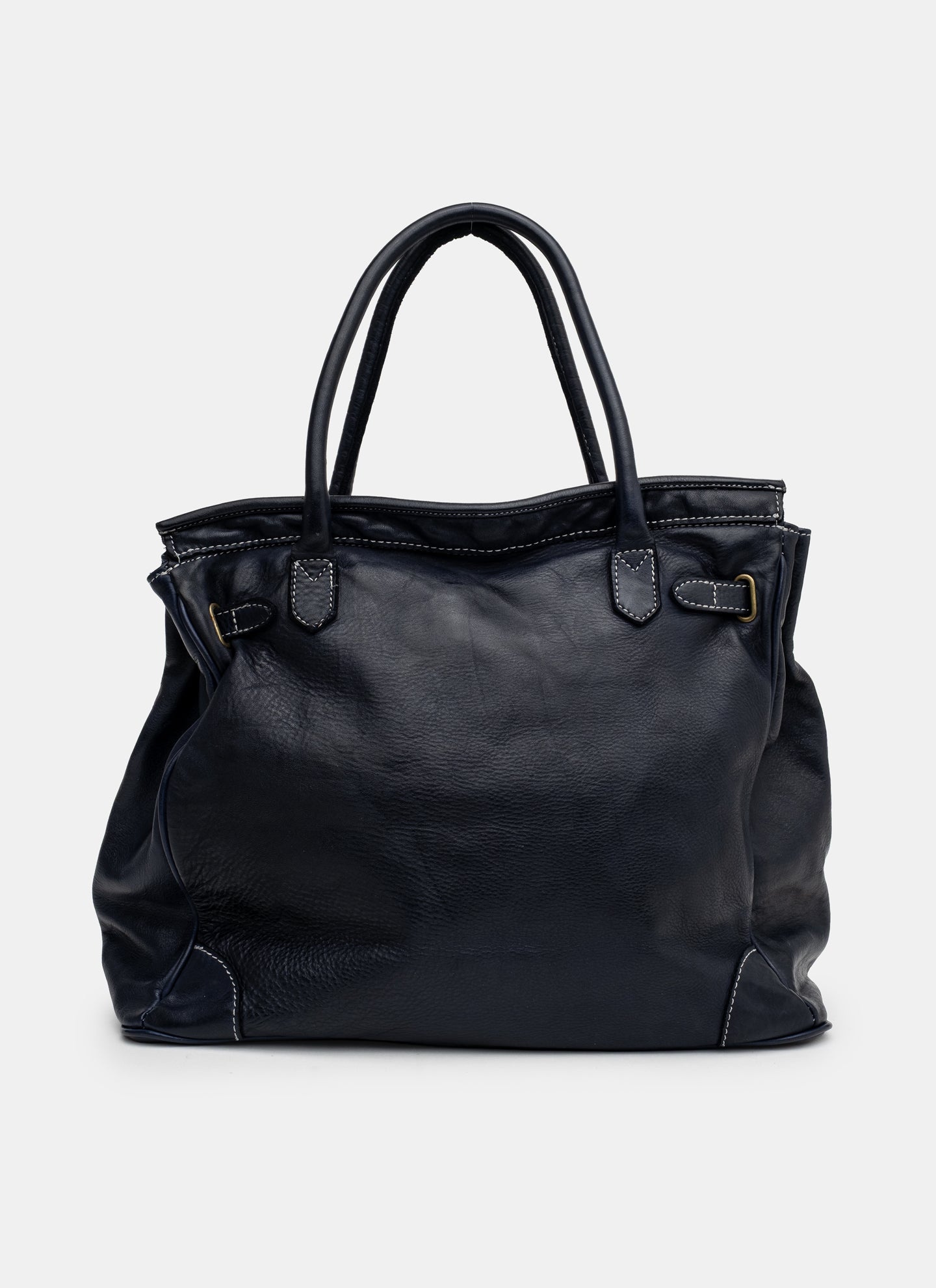 Patched Slouchy Calf Leather Shoulder Bag