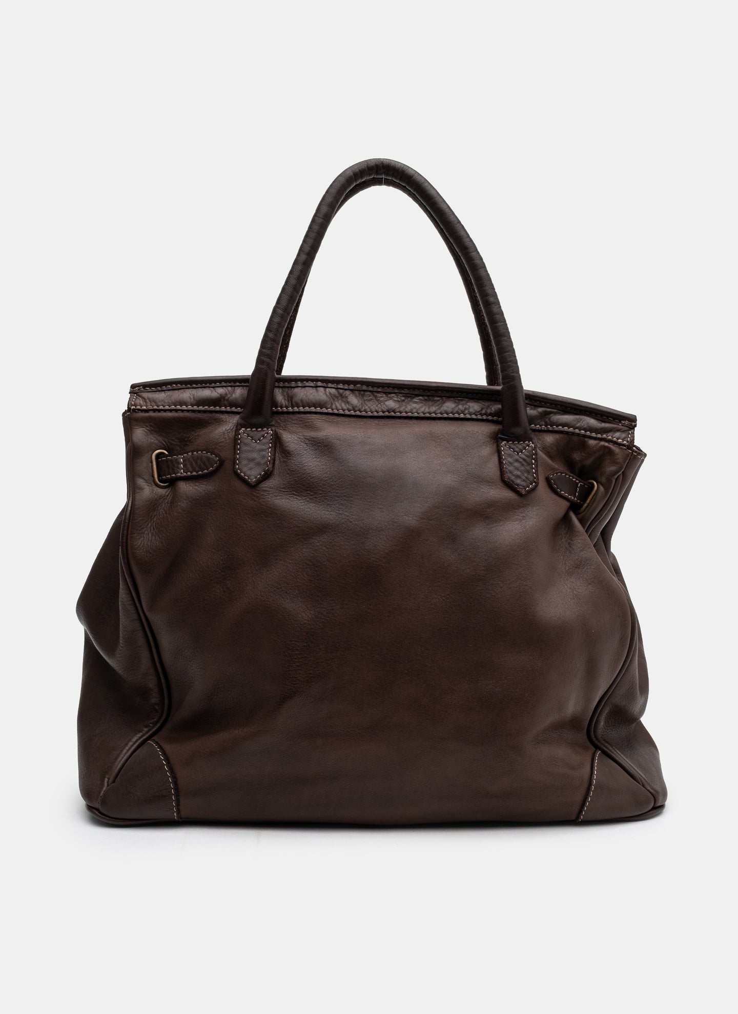 Patched Slouchy Calf Leather Shoulder Bag