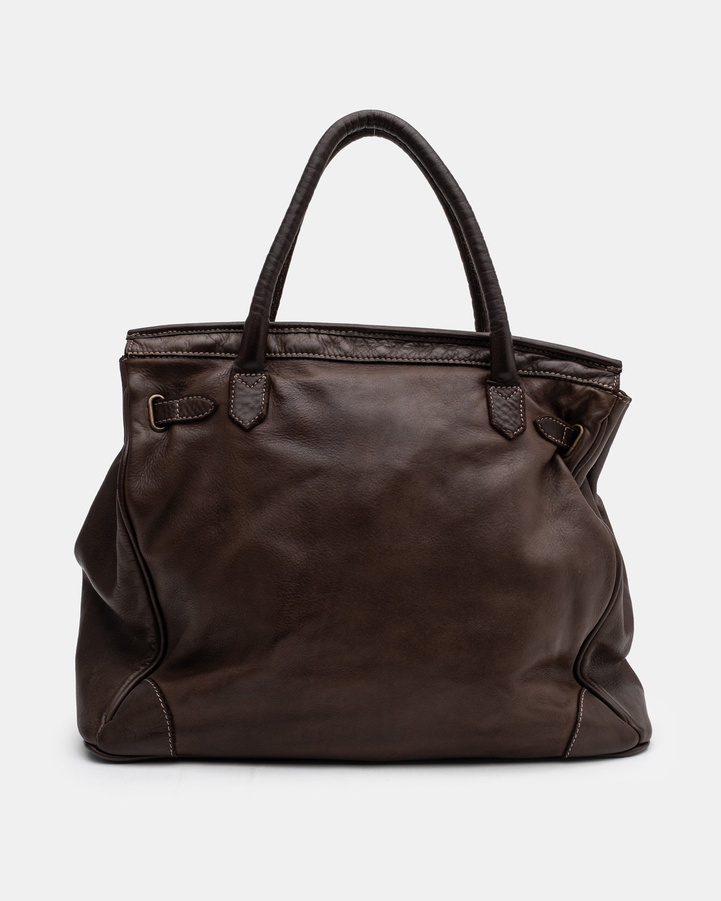 Patched Slouchy Calf Leather Shoulder Bag