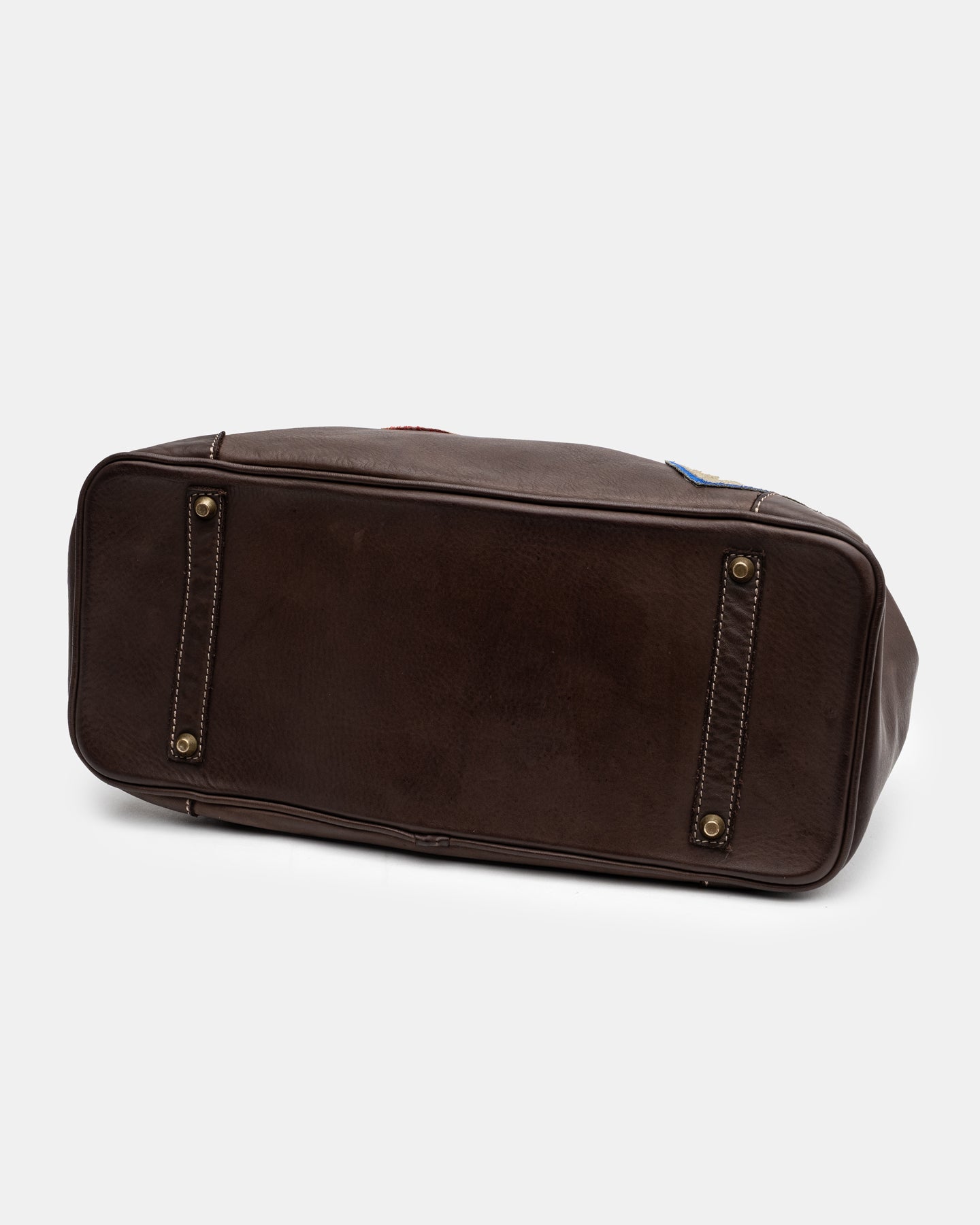 Patched Slouchy Calf Leather Shoulder Bag