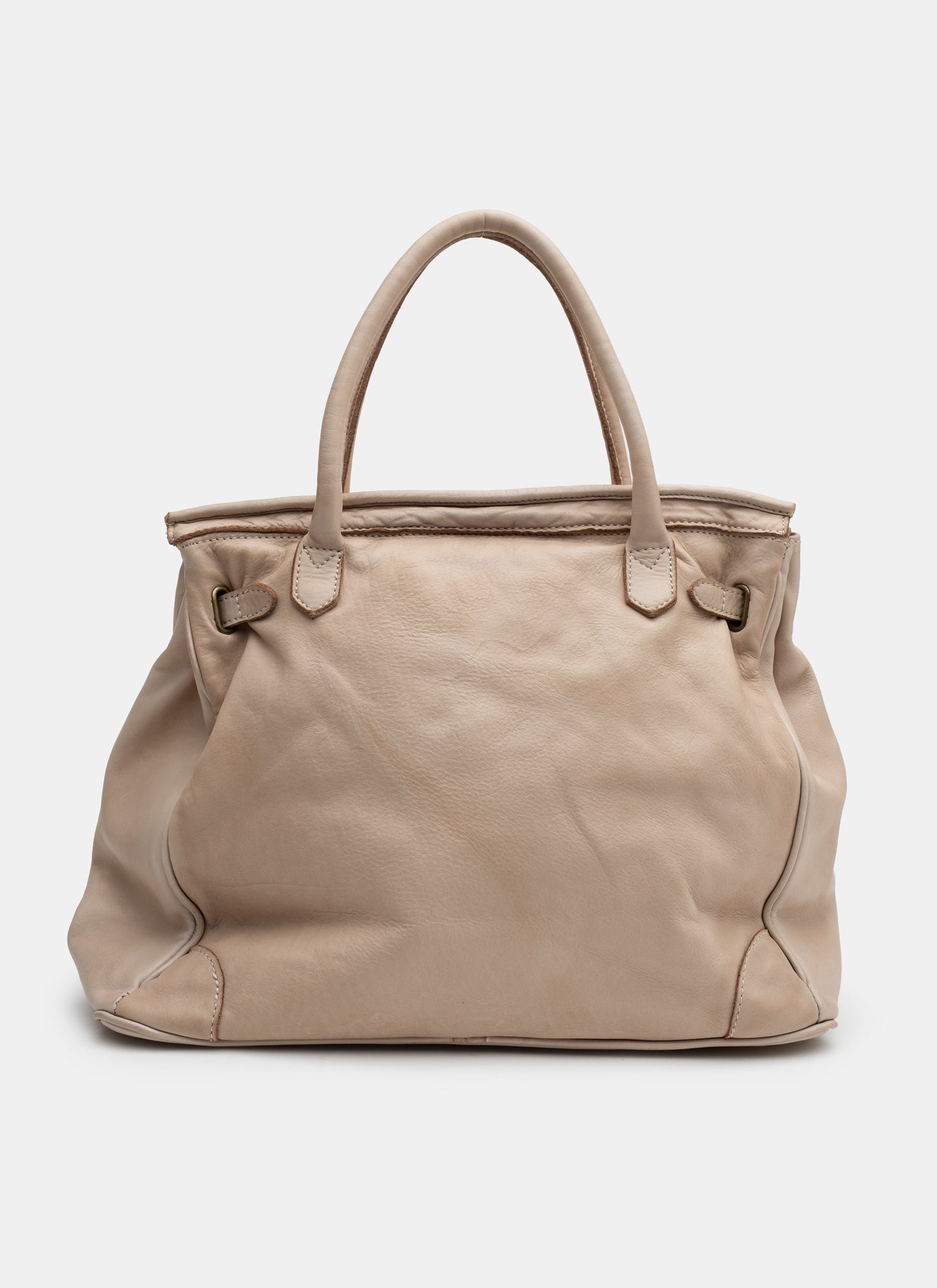 Patched Slouchy Calf Leather Shoulder Bag