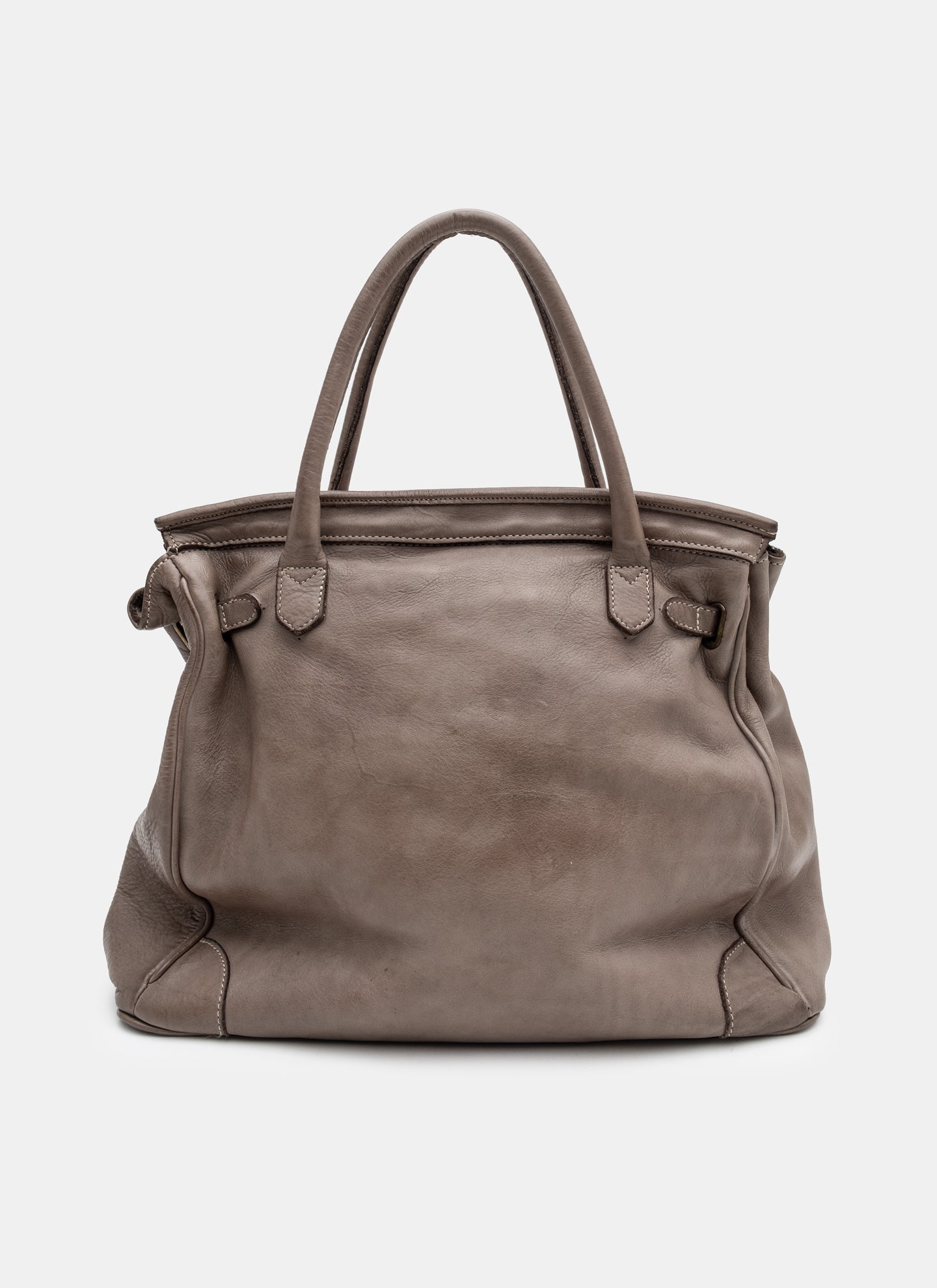 Patched Slouchy Calf Leather Shoulder Bag