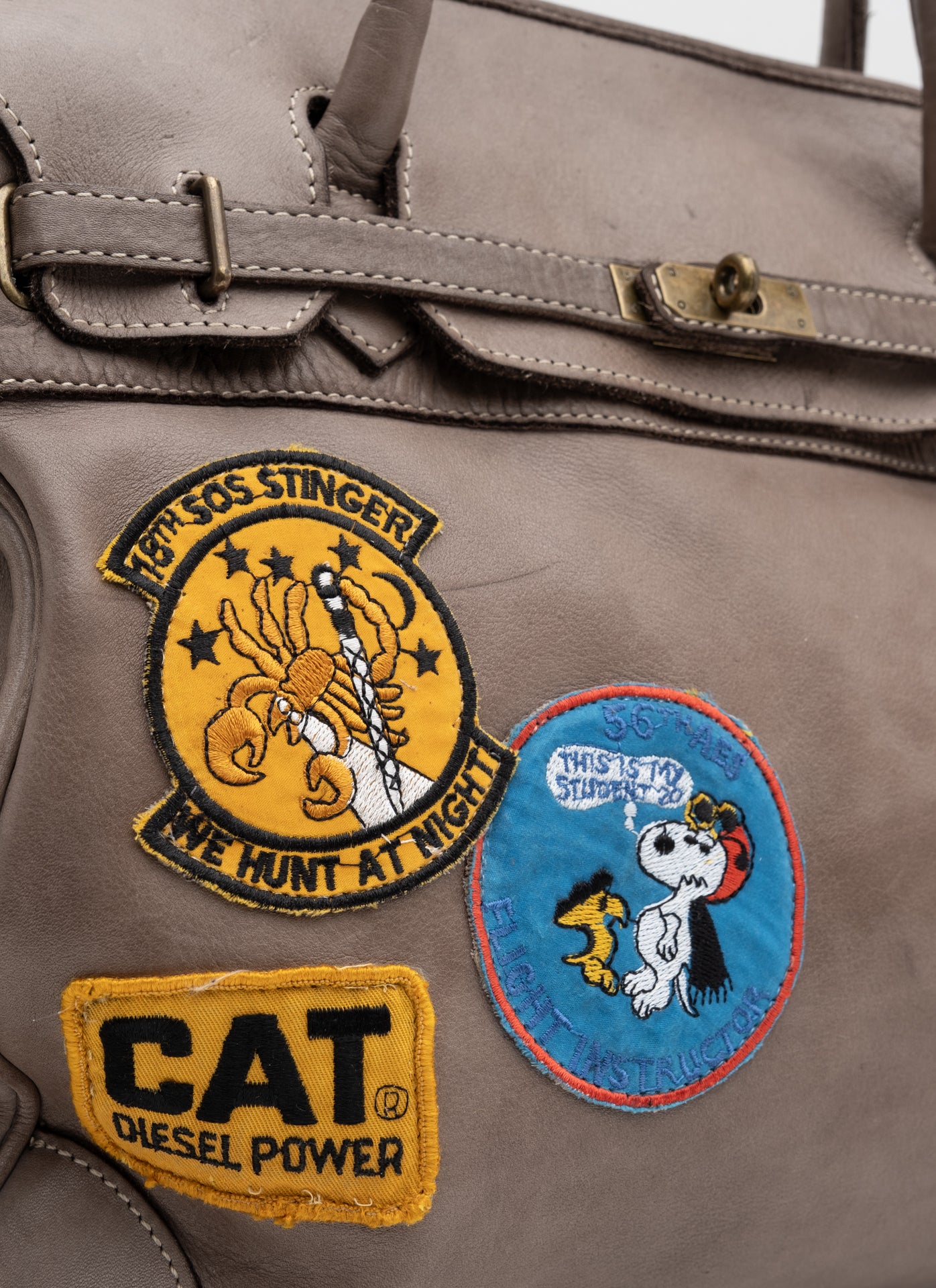 Patched Slouchy Calf Leather Shoulder Bag