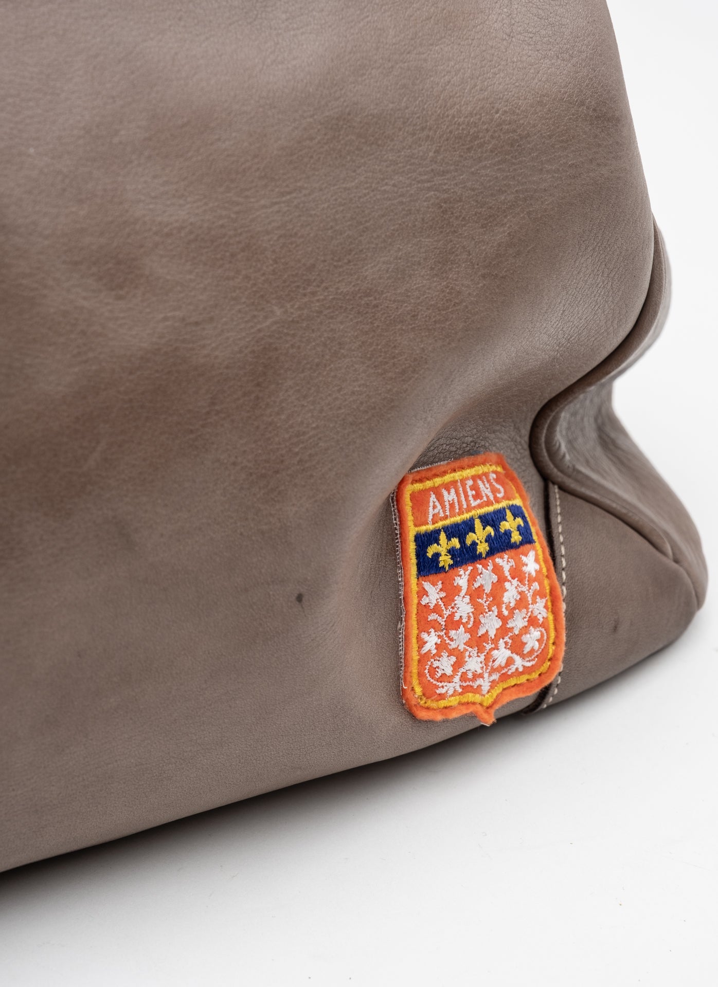 Patched Slouchy Calf Leather Shoulder Bag