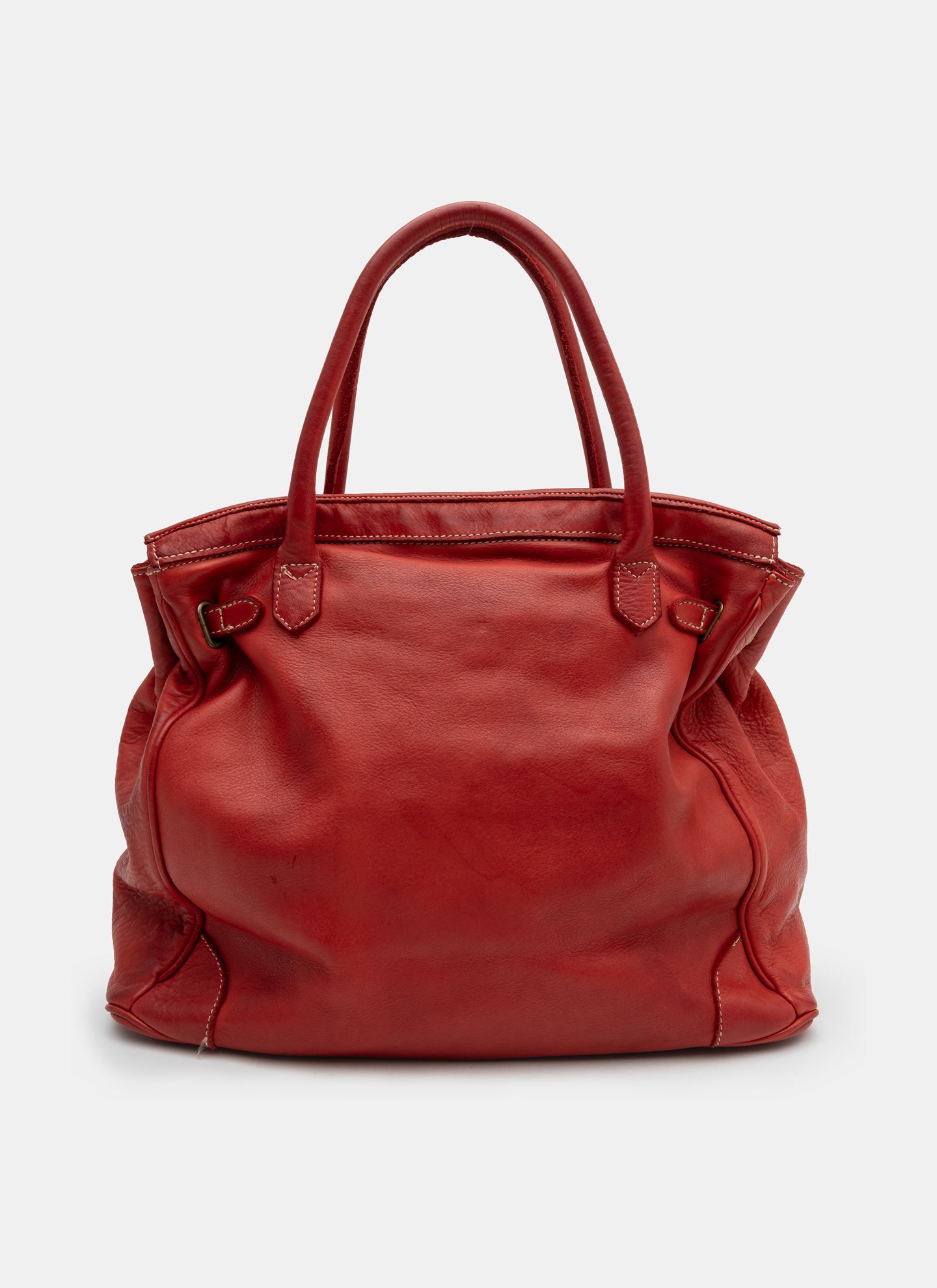 Patched Slouchy Calf Leather Shoulder Bag
