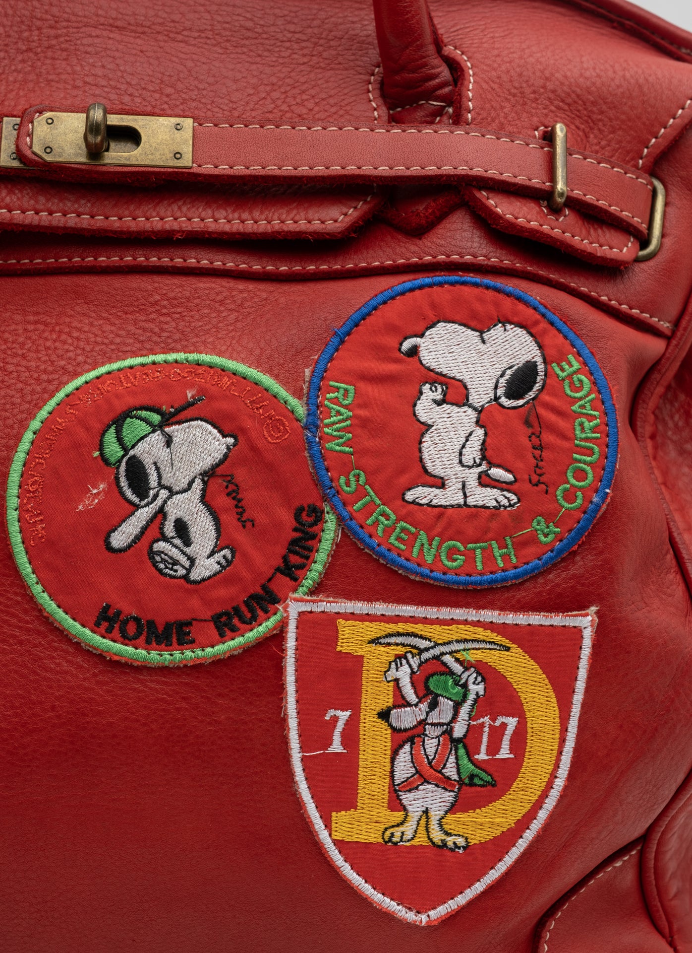 Patched Slouchy Calf Leather Shoulder Bag