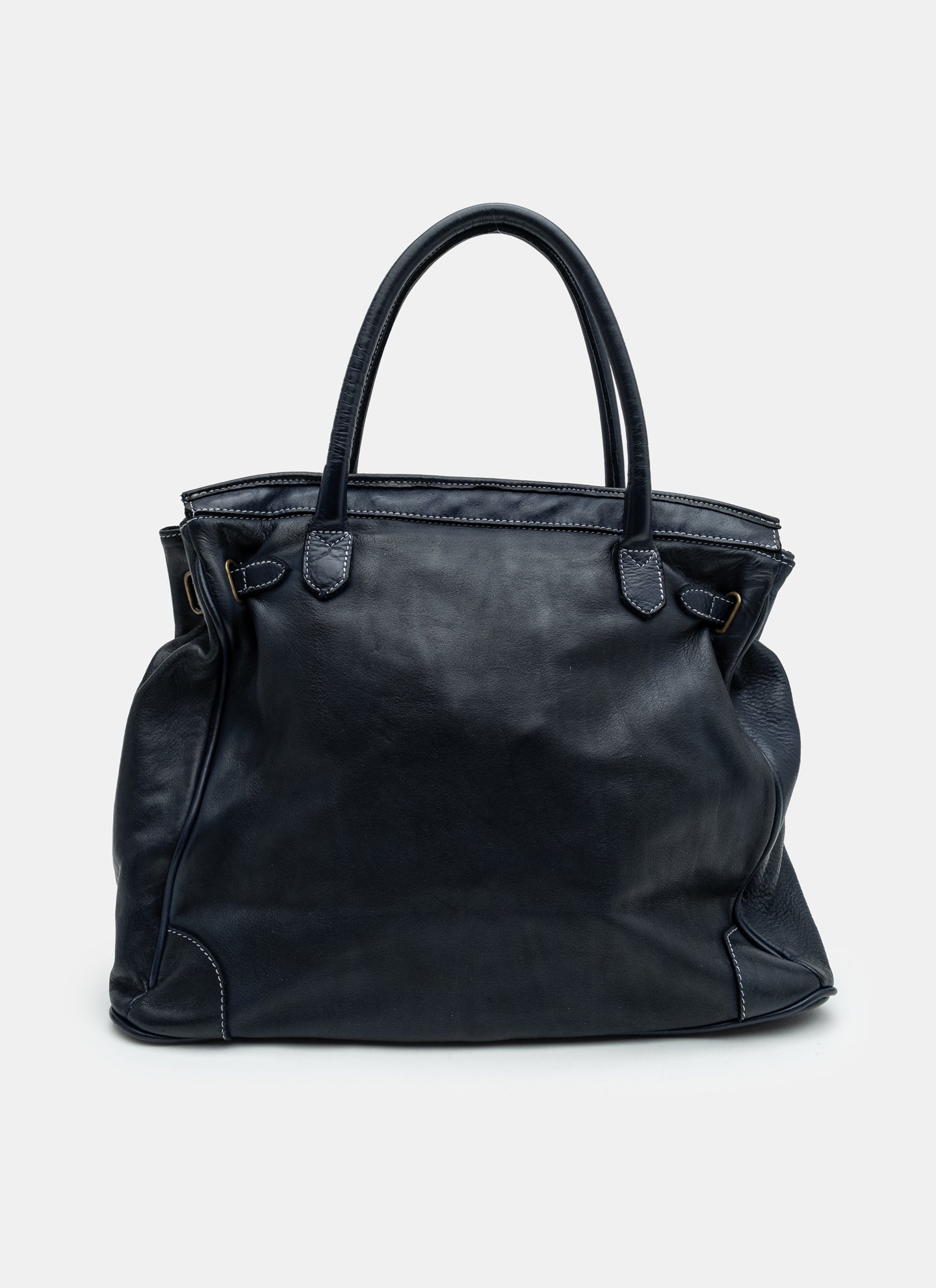 Patched Slouchy Calf Leather Shoulder Bag