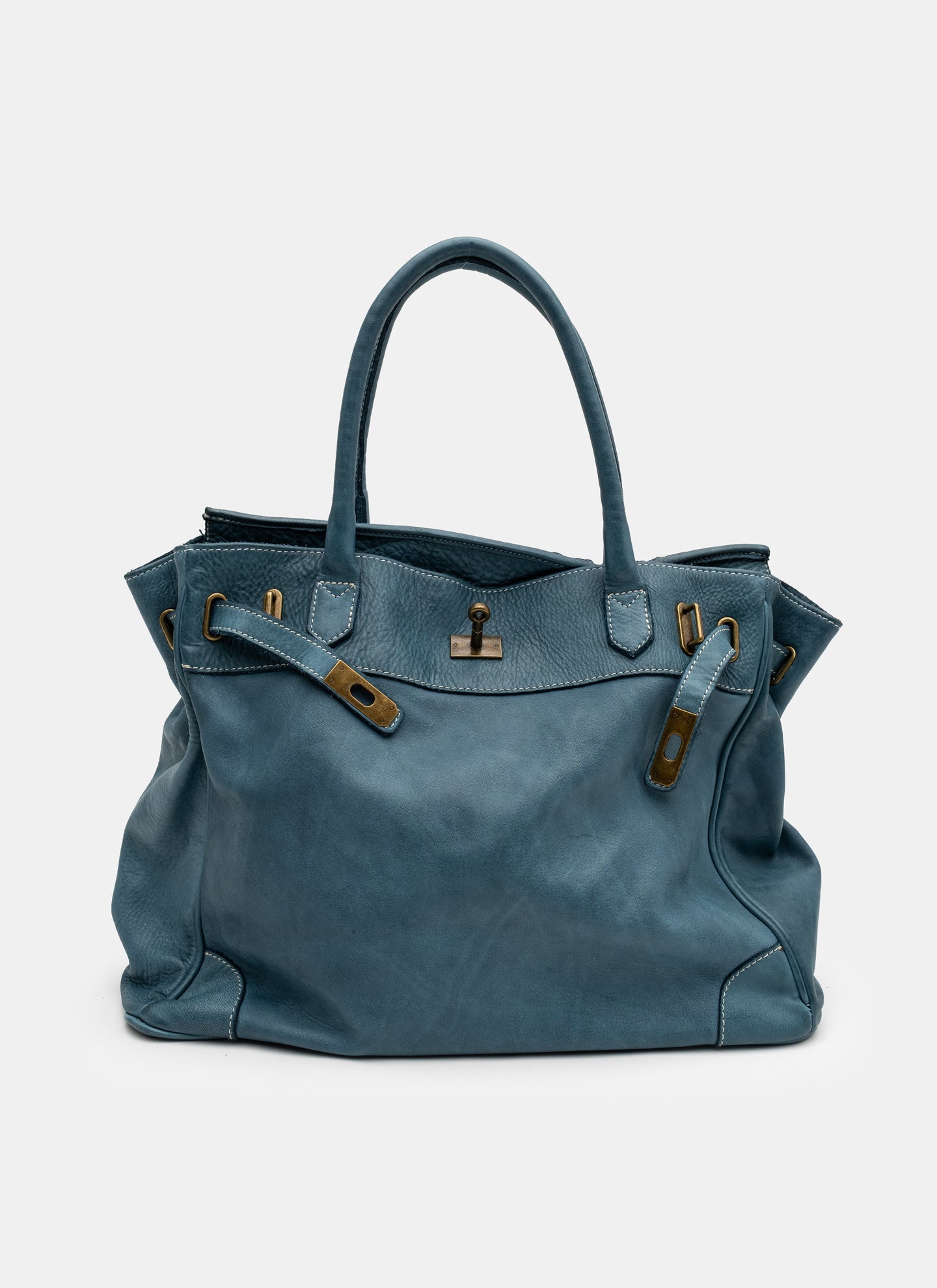 Washed Slouchy Calf Bag in Dark Teal