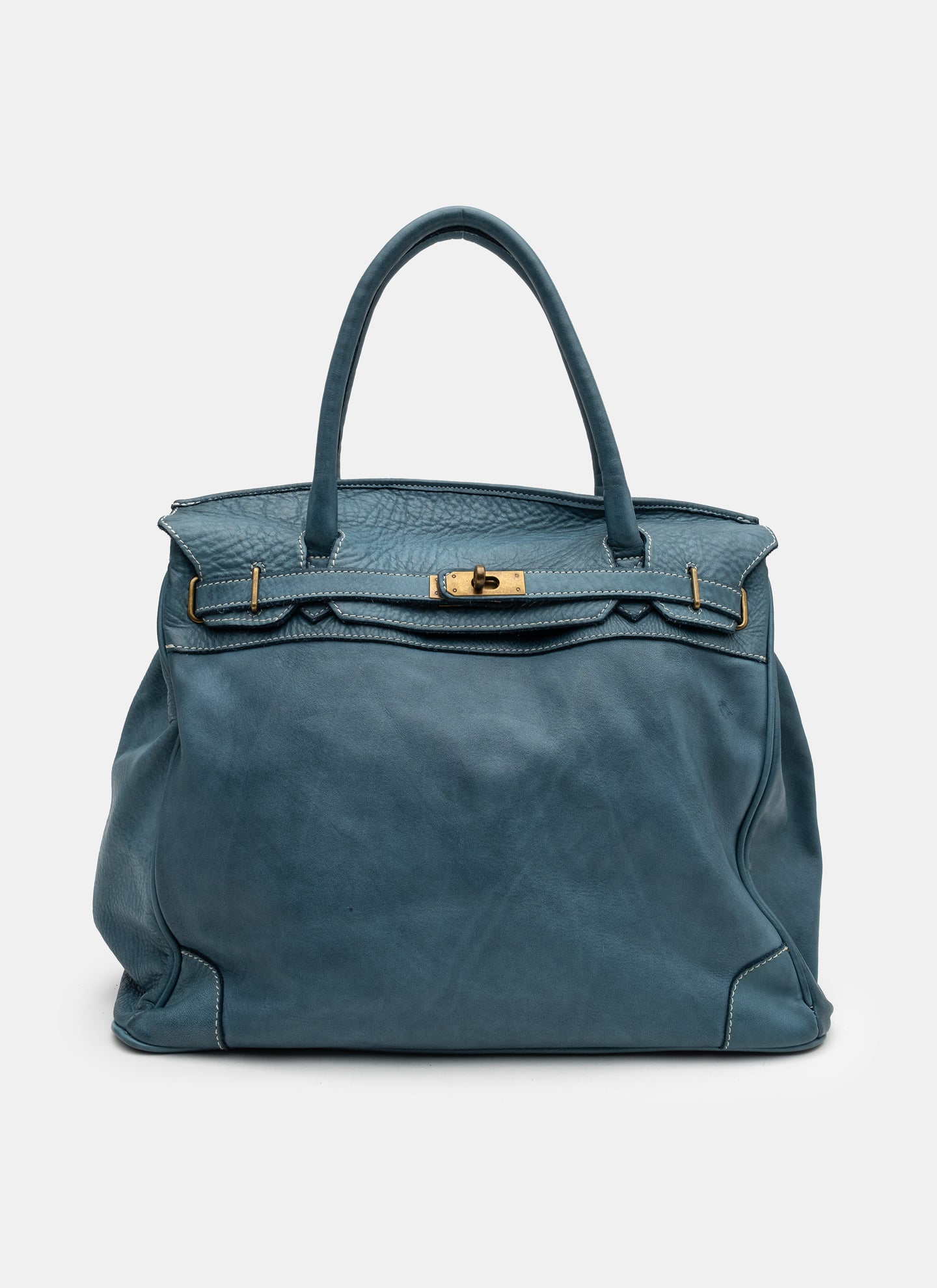 Washed Slouchy Calf Bag in Dark Teal