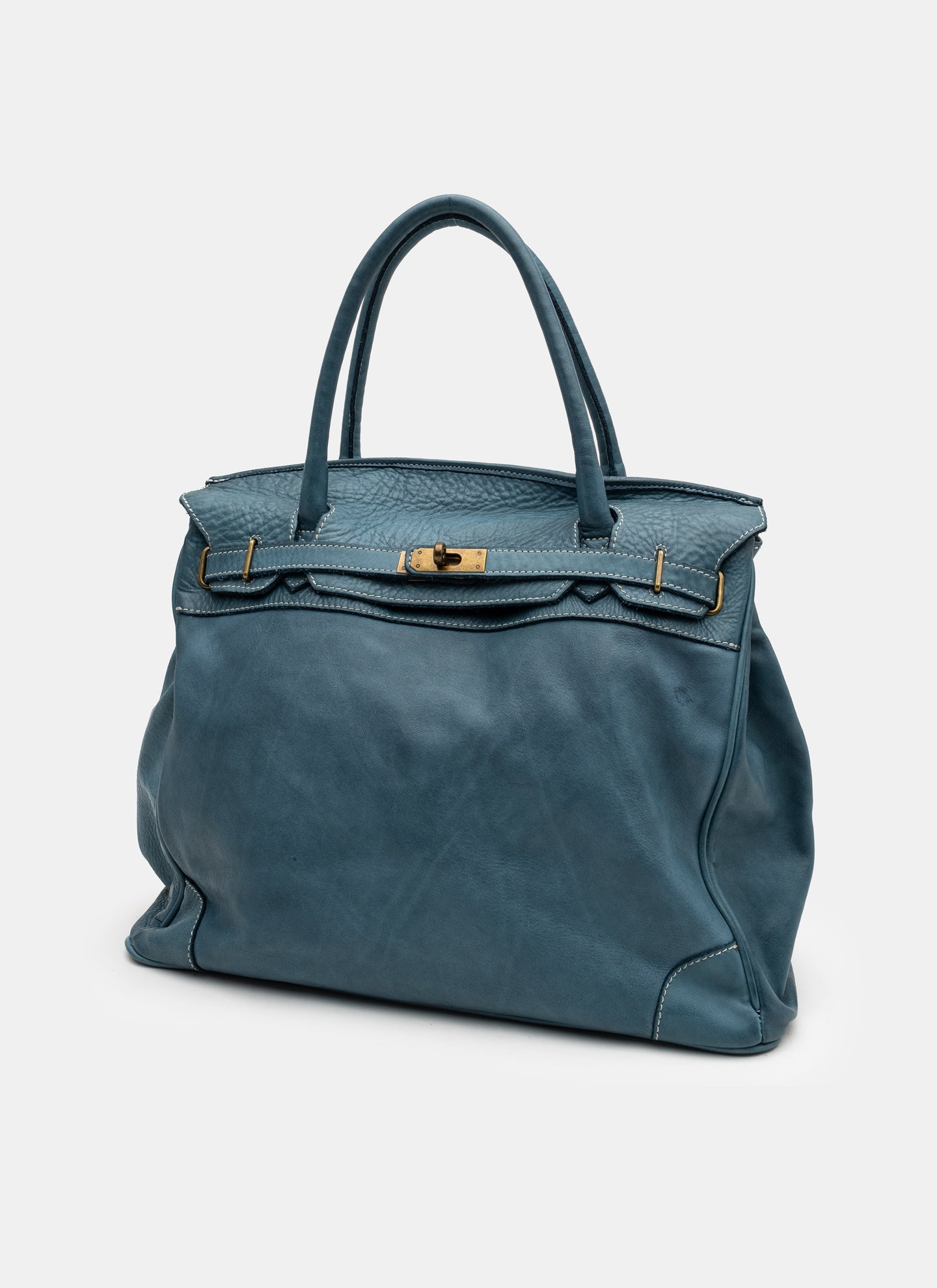 Washed Slouchy Calf Bag in Dark Teal