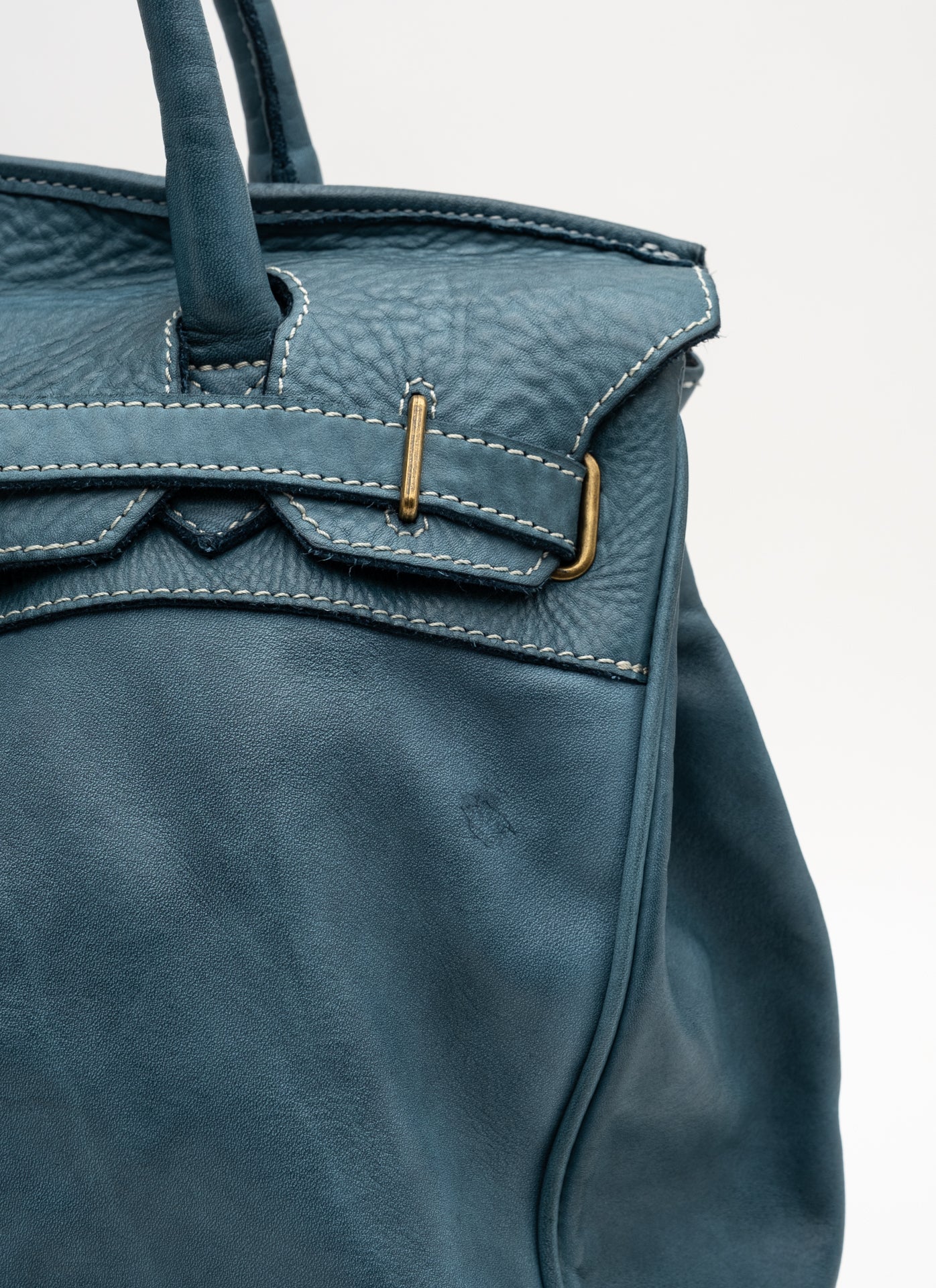 Washed Slouchy Calf Bag in Dark Teal