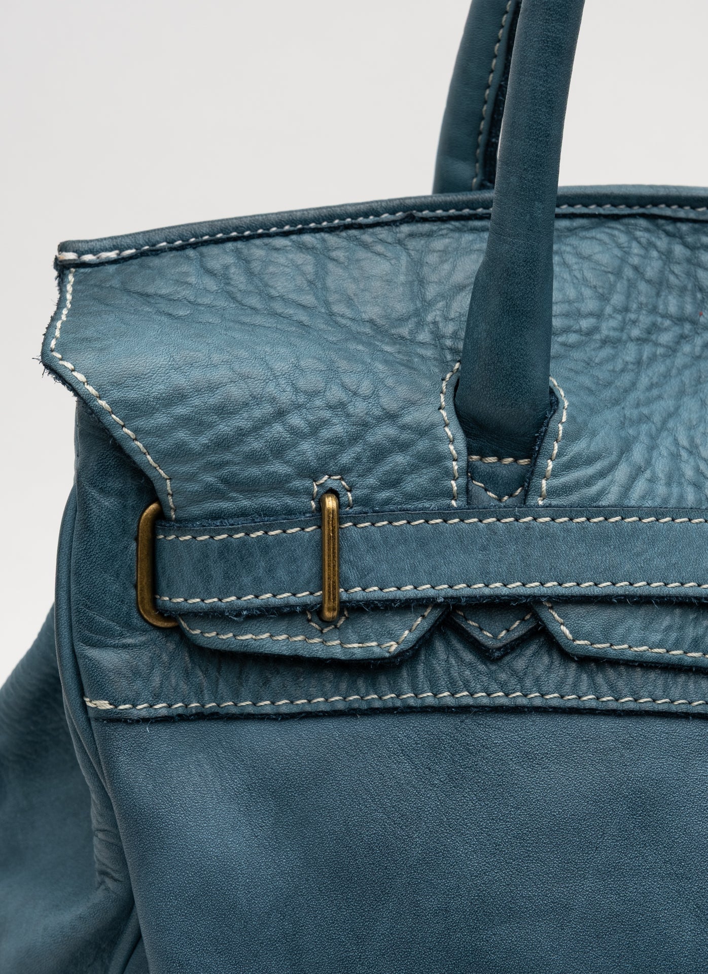 Washed Slouchy Calf Bag in Dark Teal