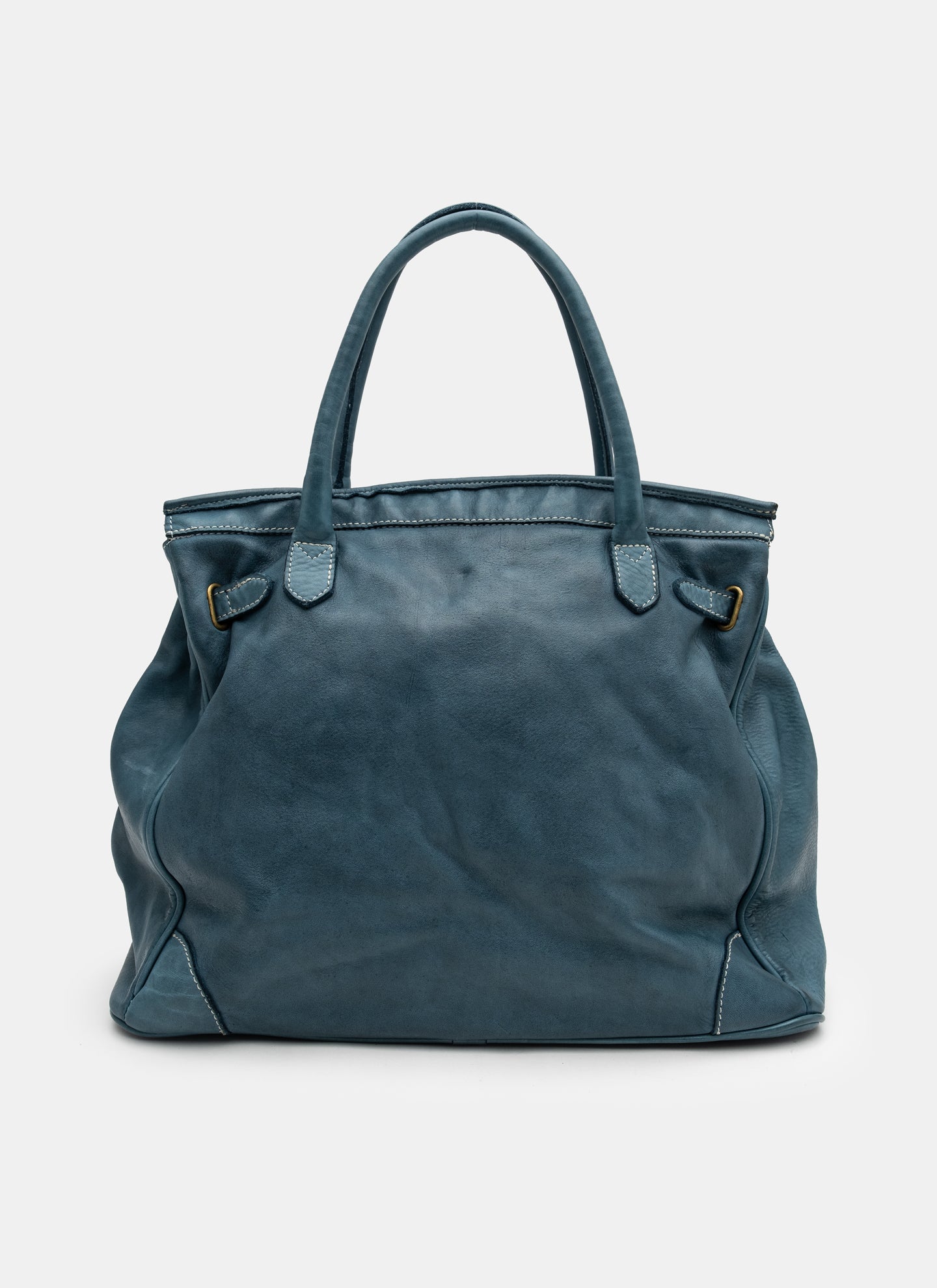 Washed Slouchy Calf Bag in Dark Teal