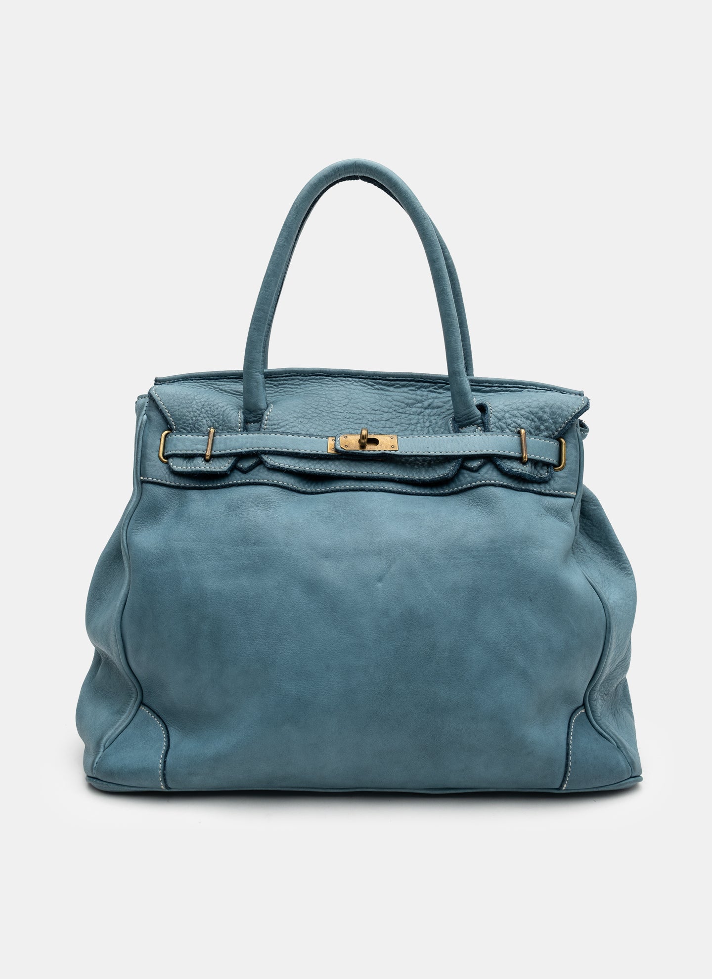 Washed Slouchy Calf Bag in Light Teal