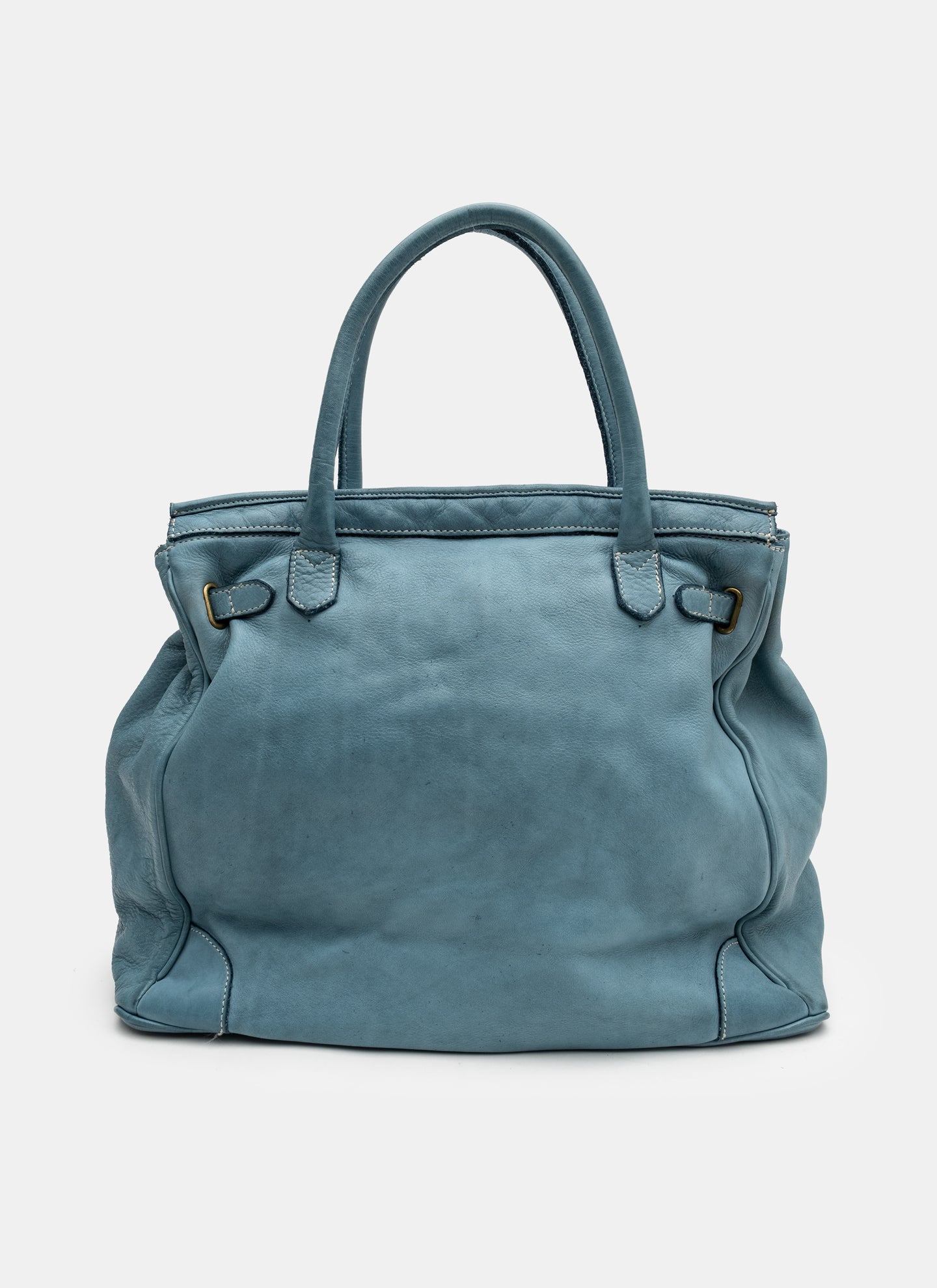 Washed Slouchy Calf Bag in Light Teal