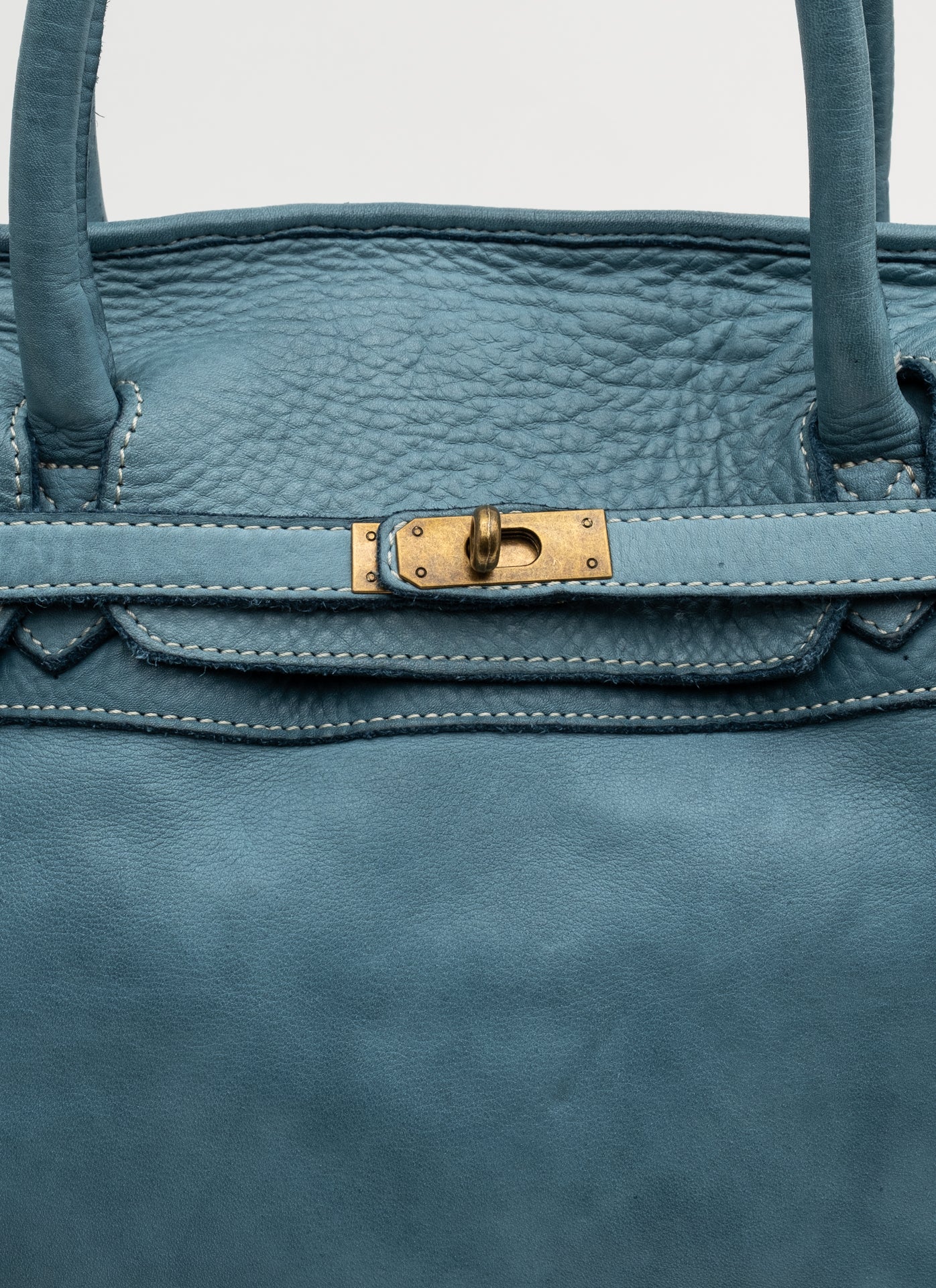 Washed Slouchy Calf Bag in Light Teal