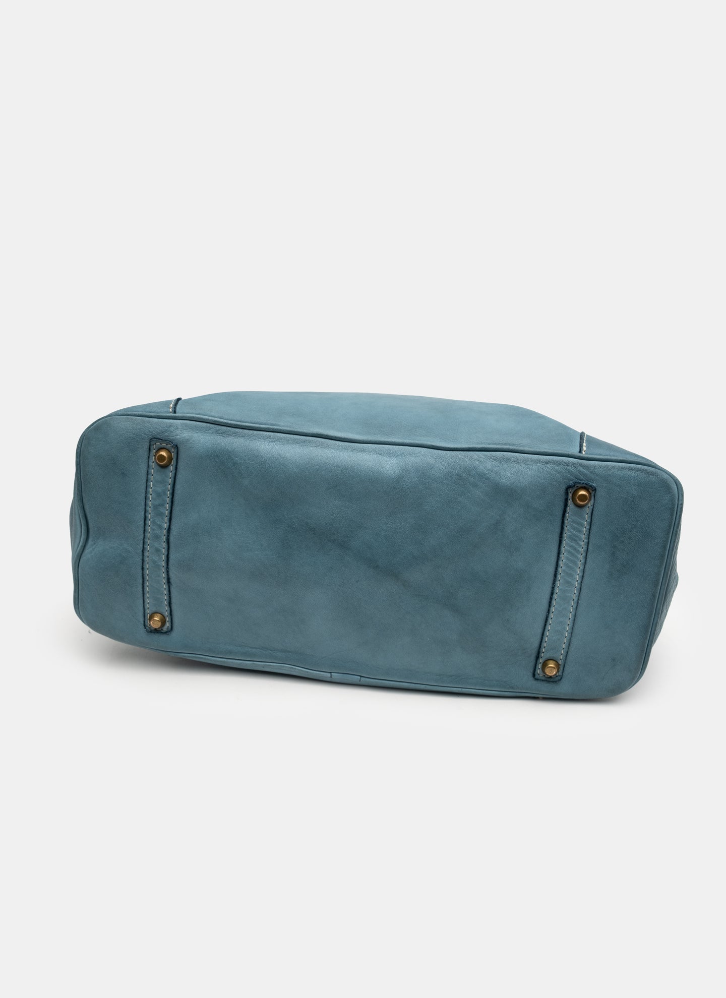 Washed Slouchy Calf Bag in Light Teal