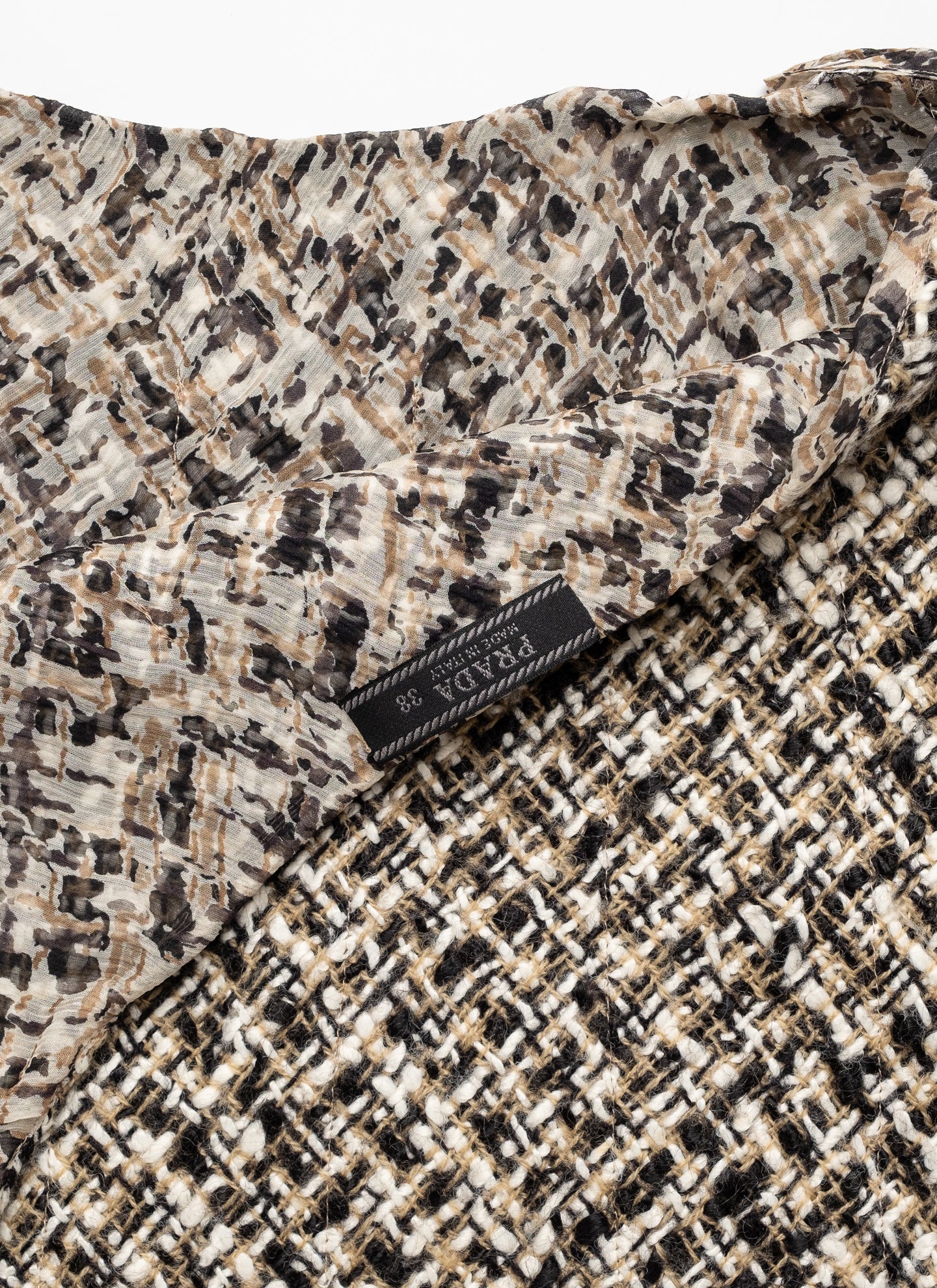 Prada Voile-trimmed bouclé Skirt - A/W 2000