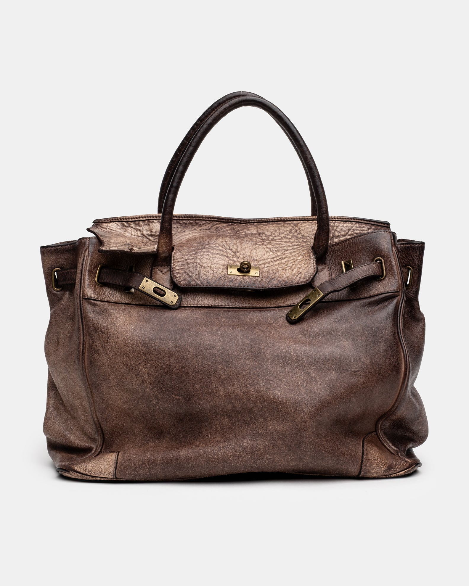 Washed Slouchy Calf Bag in Antique Taupe