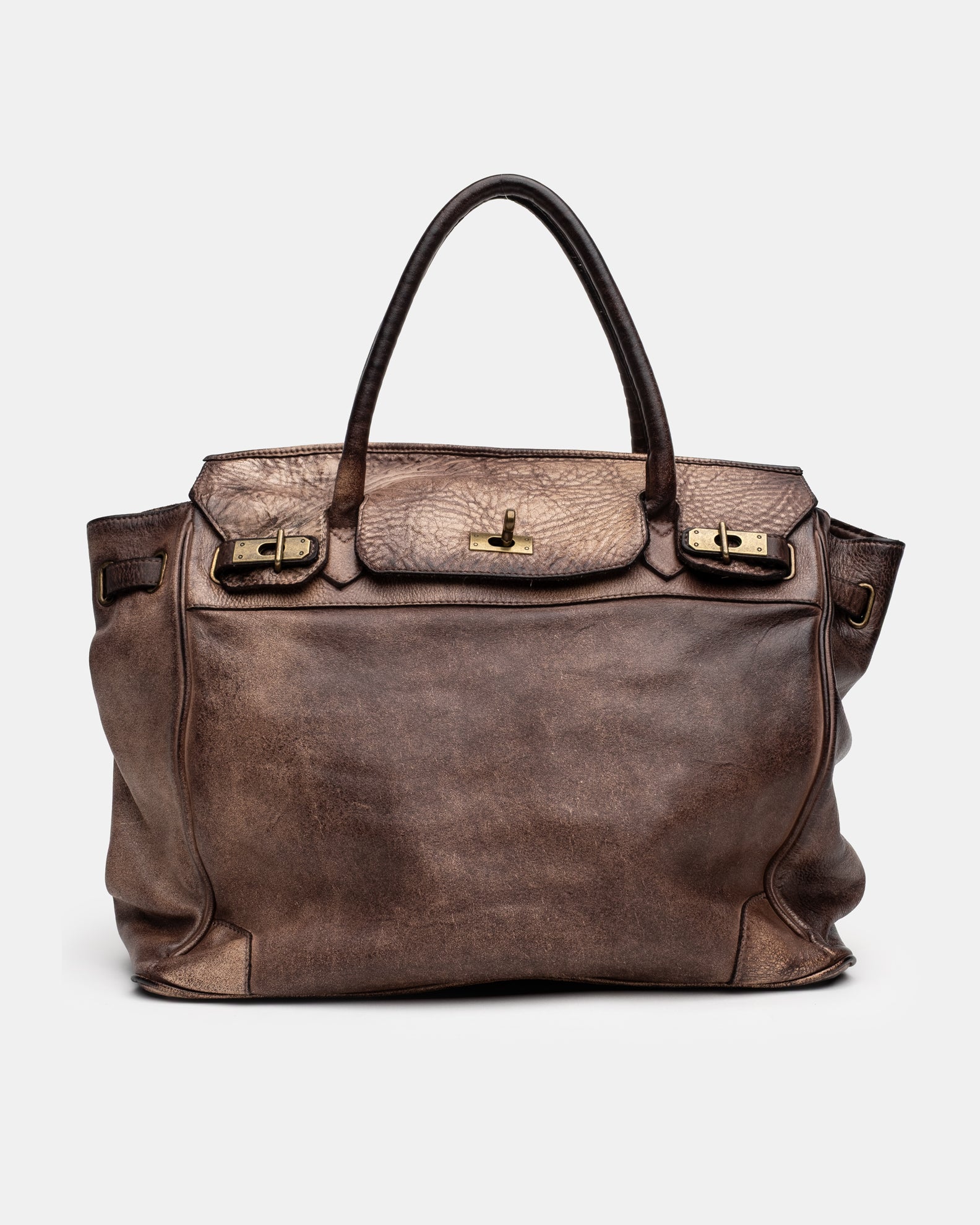 Washed Slouchy Calf Bag in Antique Taupe