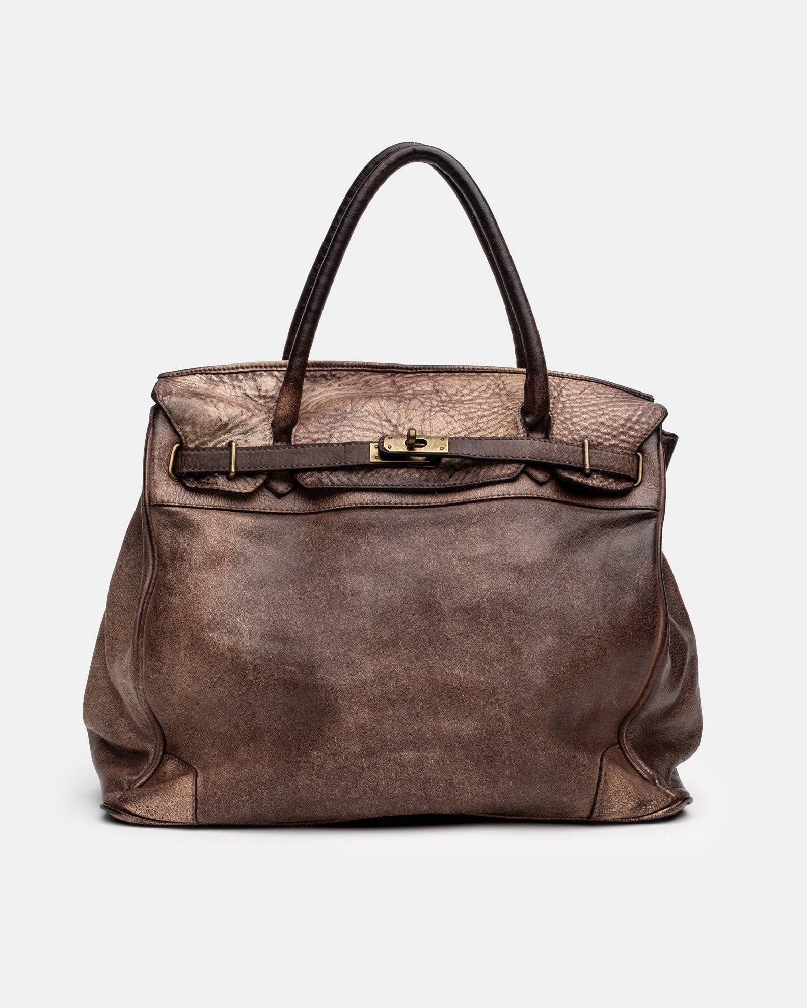 Washed Slouchy Calf Bag in Antique Taupe