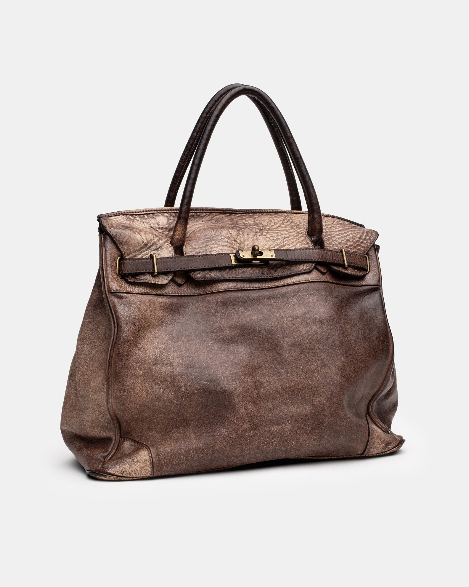 Washed Slouchy Calf Bag in Antique Taupe
