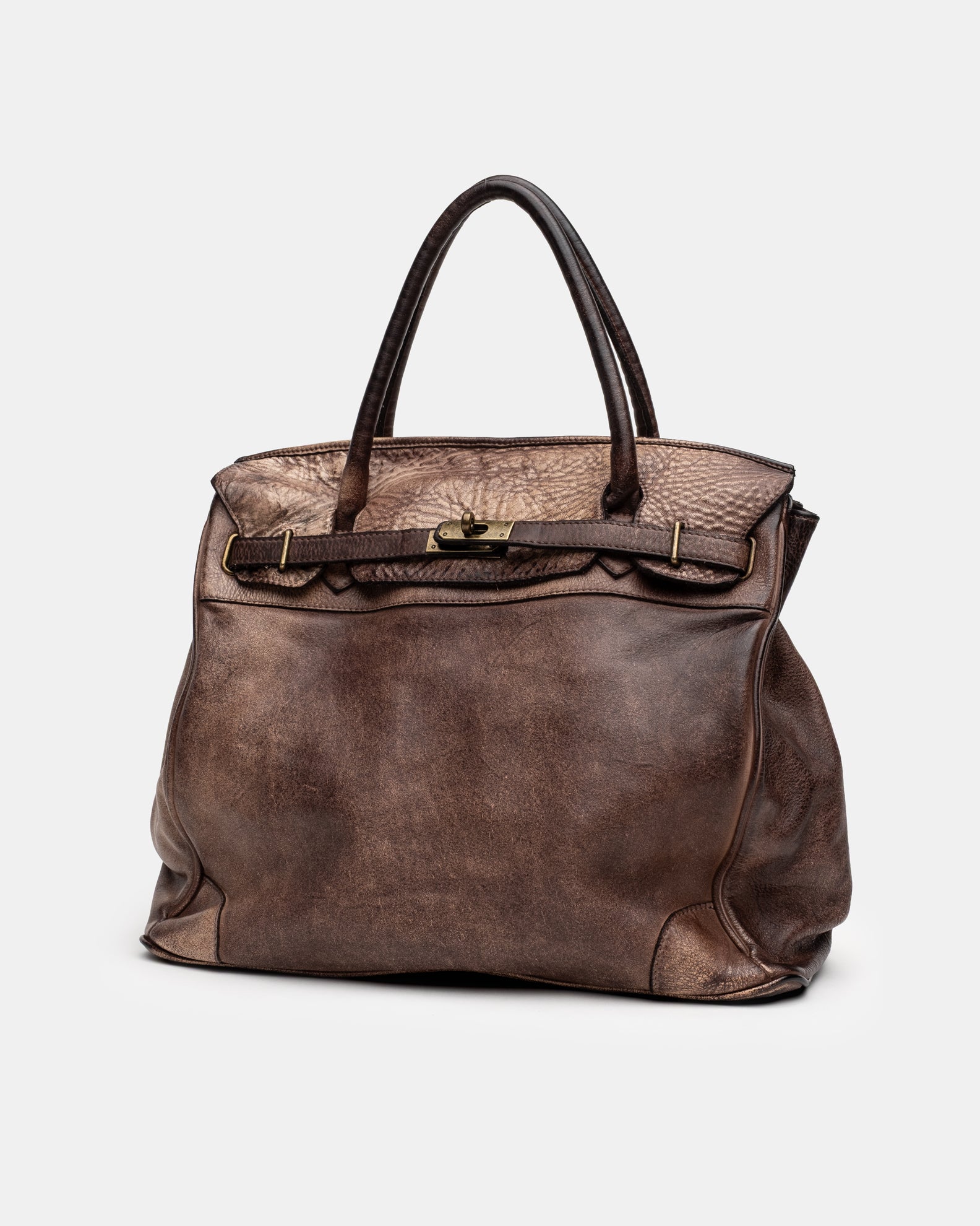 Washed Slouchy Calf Bag in Antique Taupe