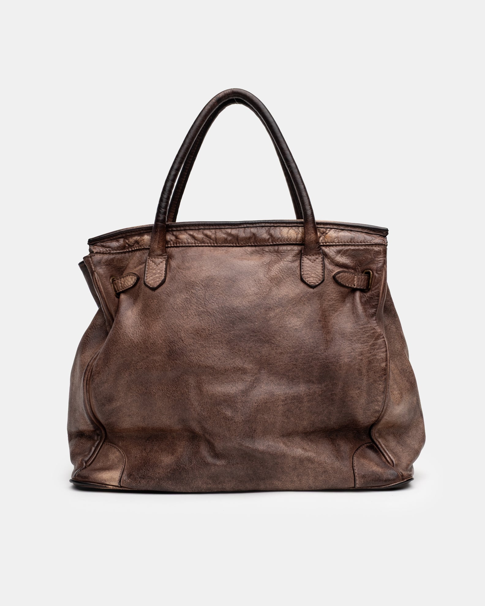 Washed Slouchy Calf Bag in Antique Taupe