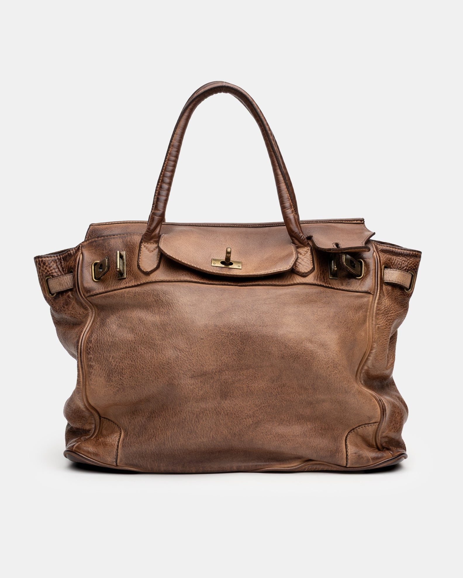 Washed Slouchy Calf Bag in Clove