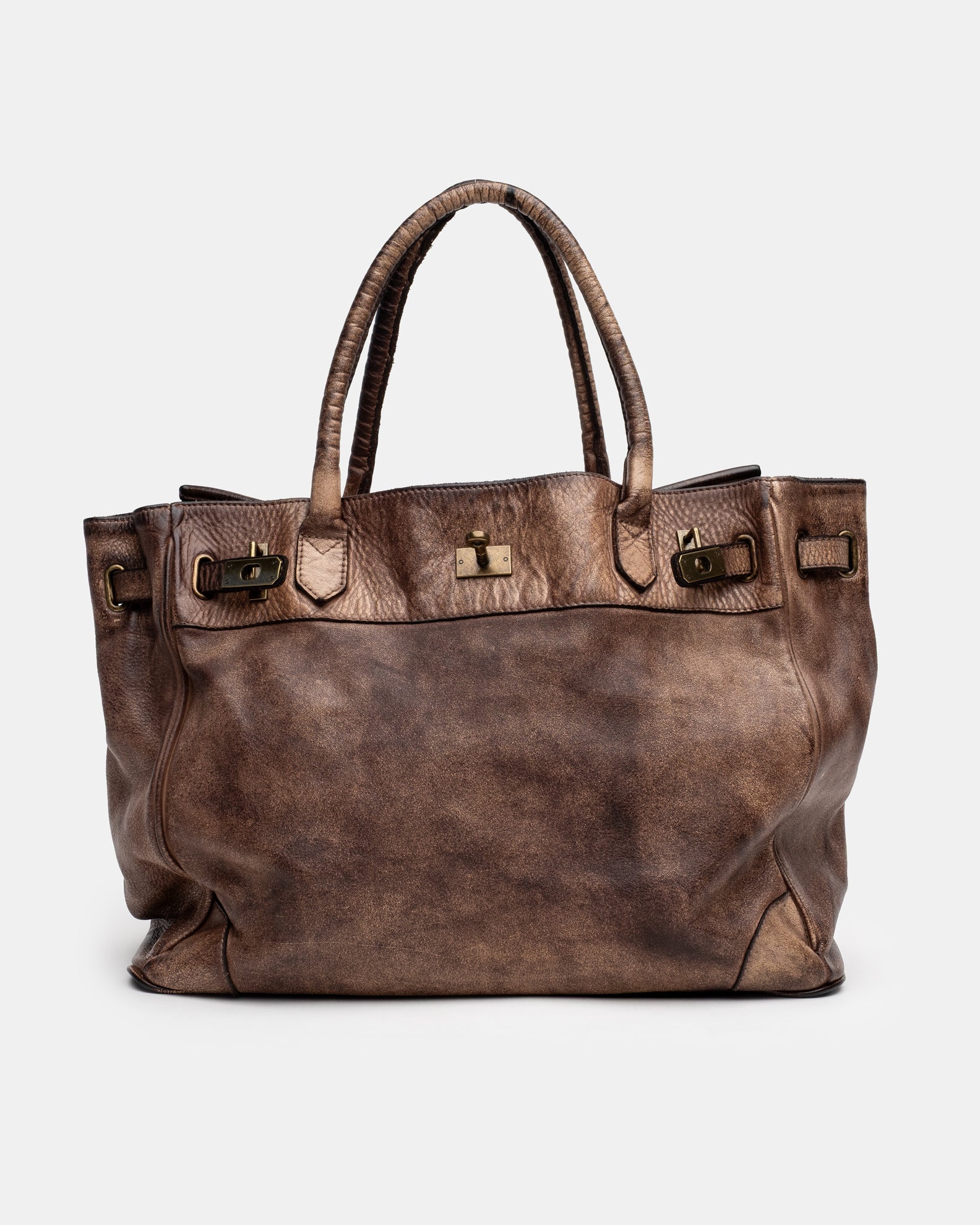 Washed Slouchy Calf Bag in Antique Taupe