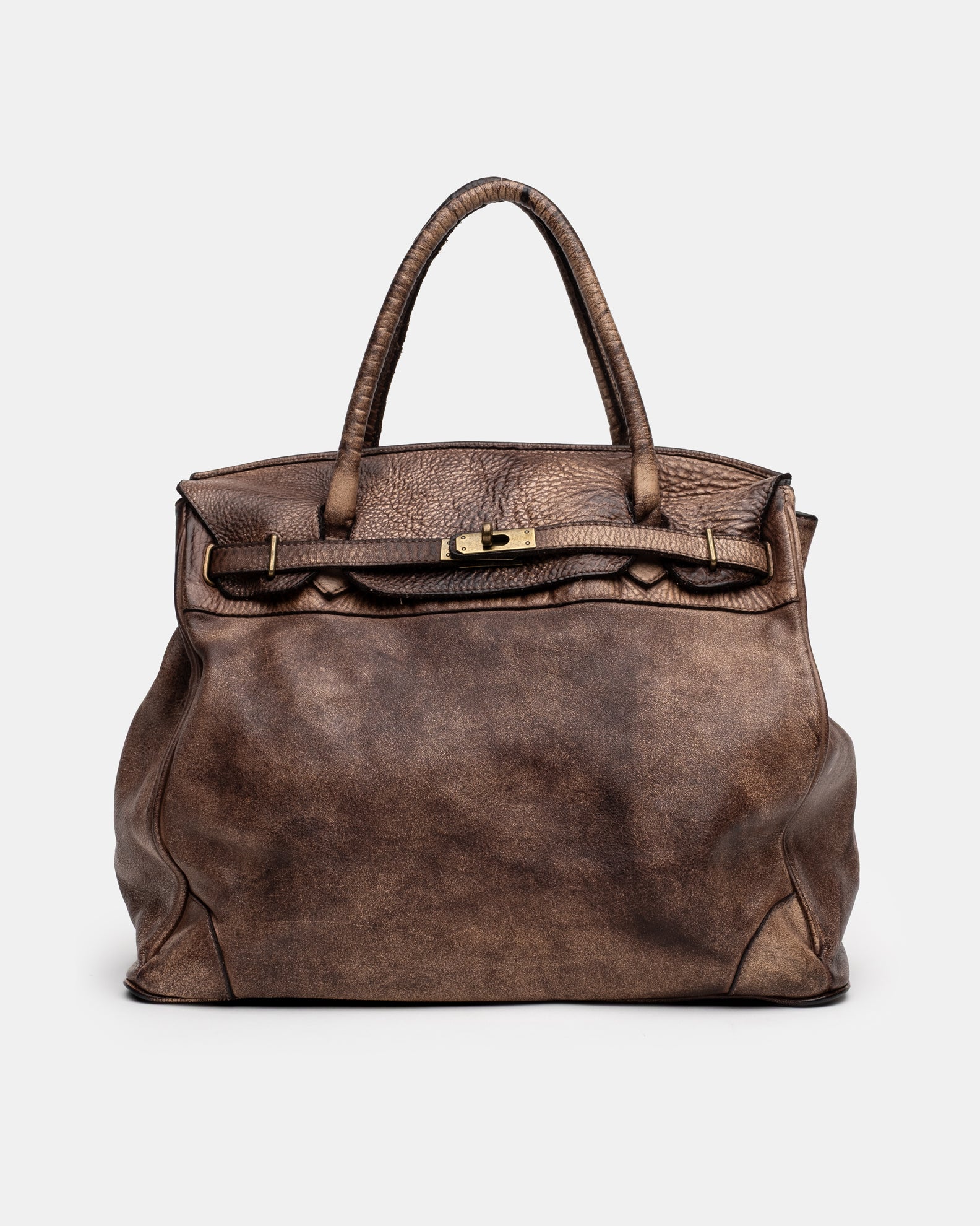 Washed Slouchy Calf Bag in Antique Taupe