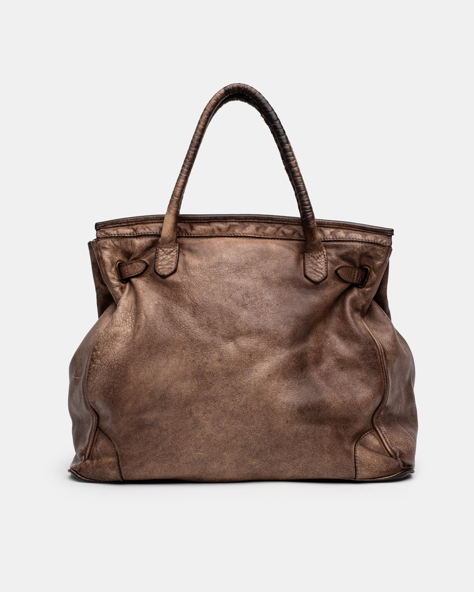 Washed Slouchy Calf Bag in Antique Taupe