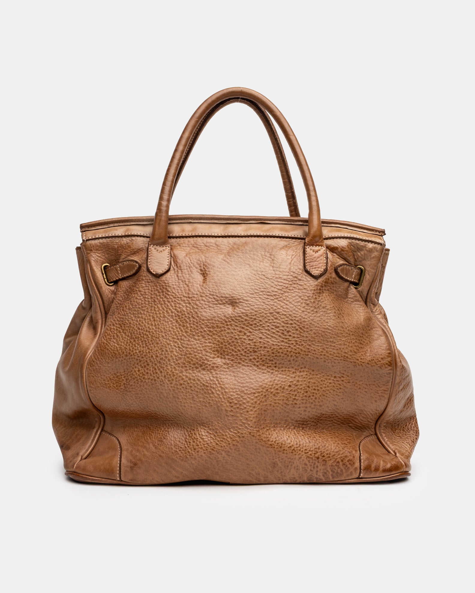 Washed Slouchy Calf Bag in Caramel