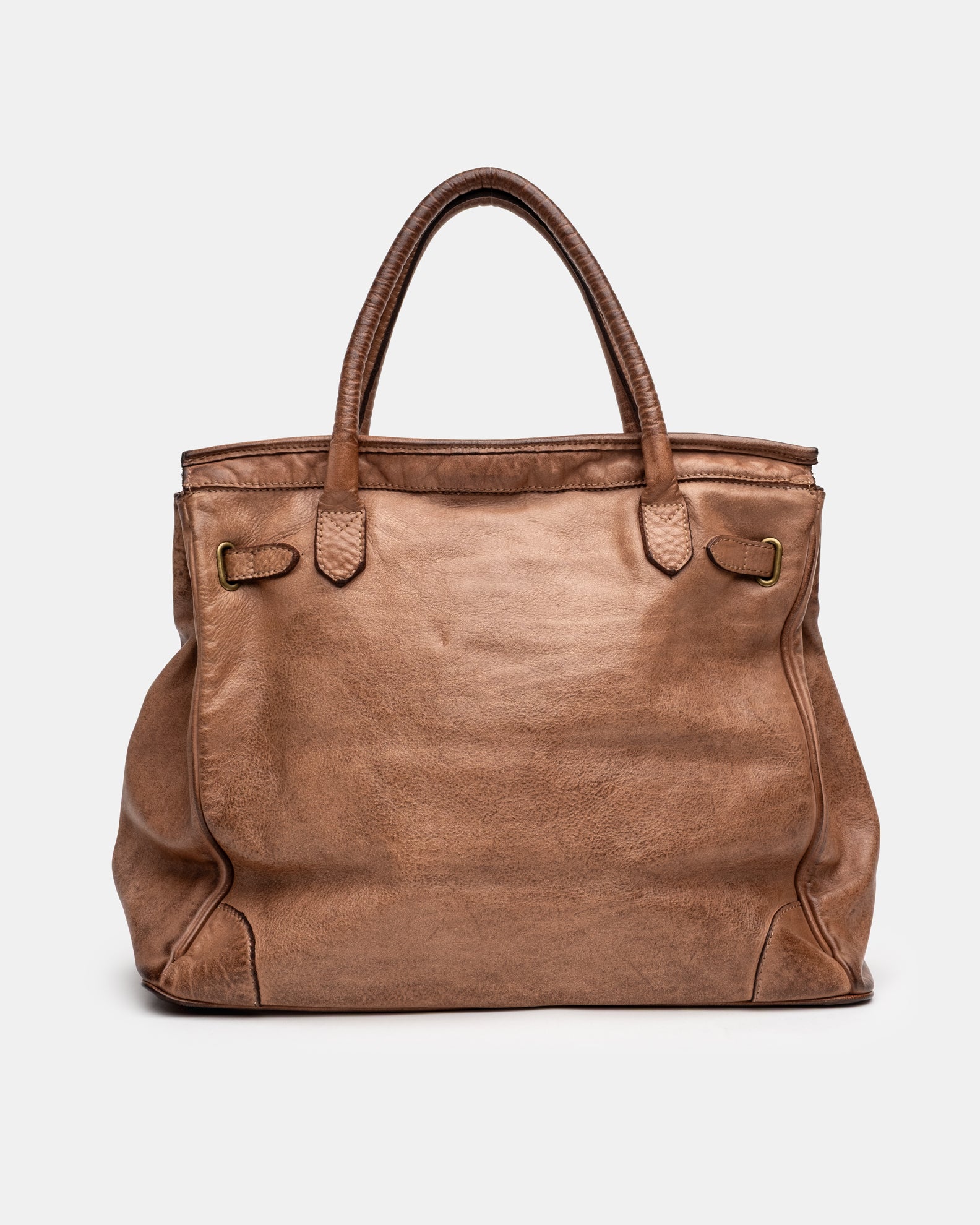 Washed Slouchy Calf Bag in Antique Brass